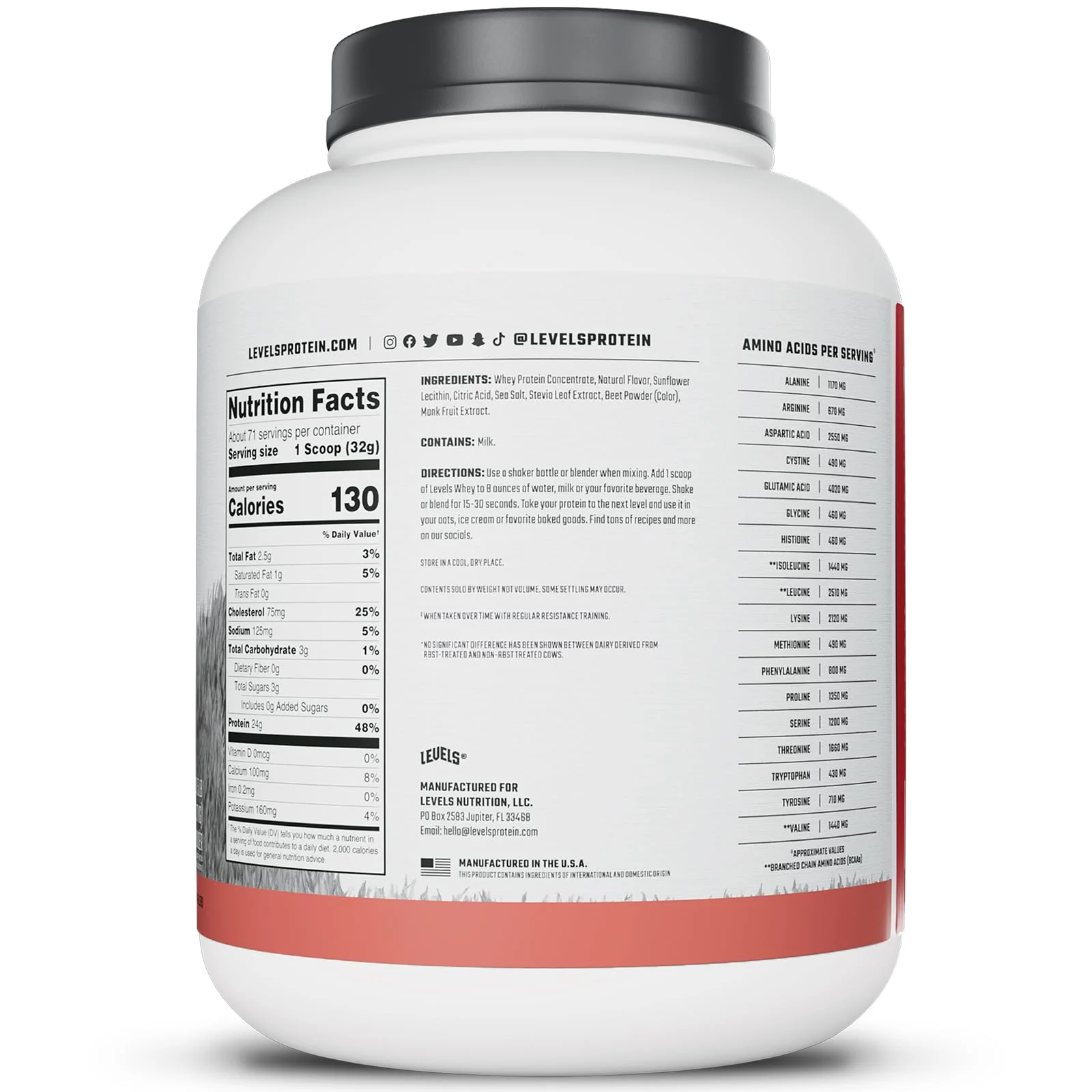 Levels Grass Fed Whey Protein Powder, No Artificials, 24G of Protein, Strawberry, 5LB - Image 3