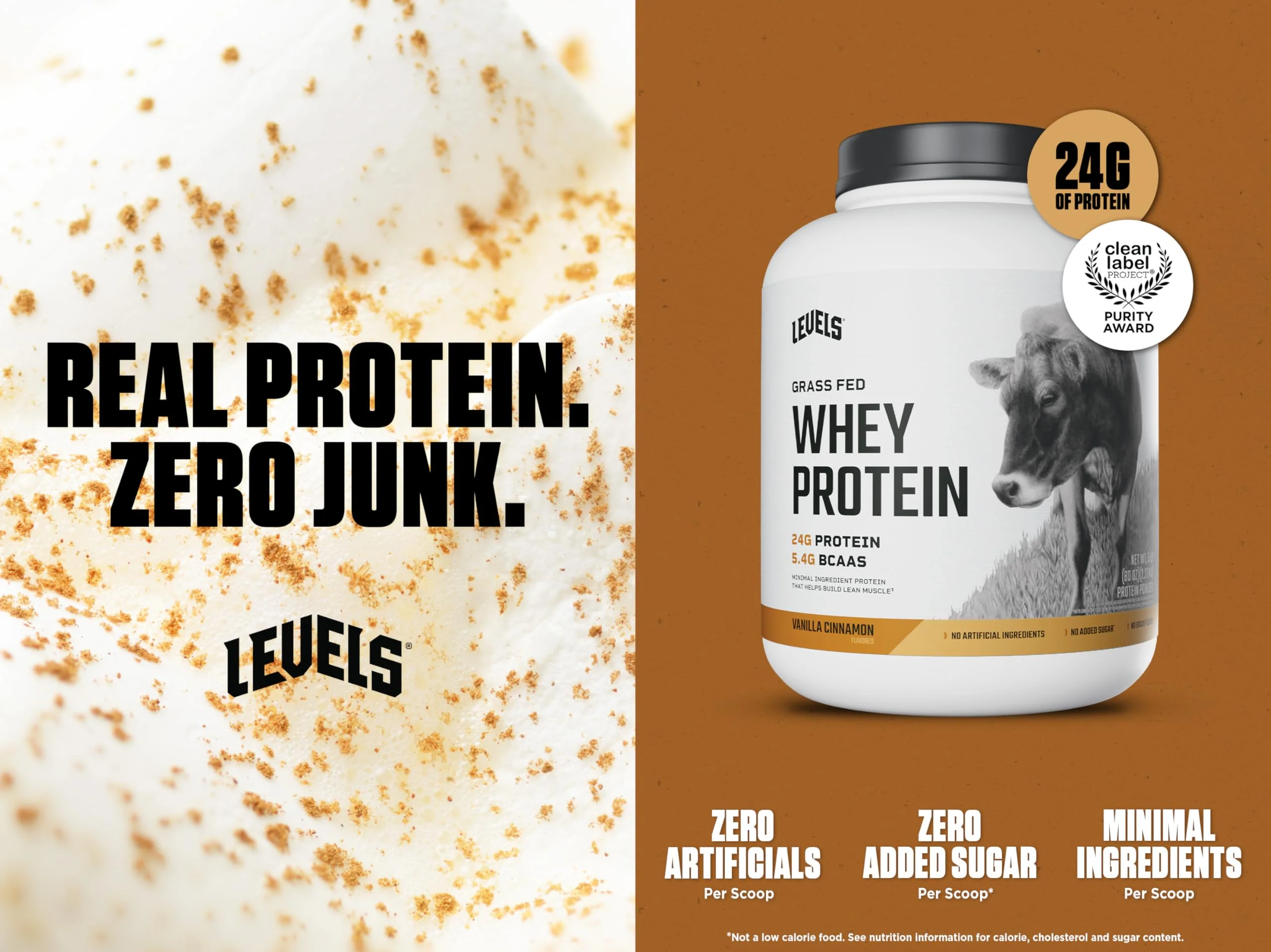 Levels Grass Fed Whey Protein Powder, No Artificials, 24G of Protein, Vanilla Cinnamon, 5LB - Image 8