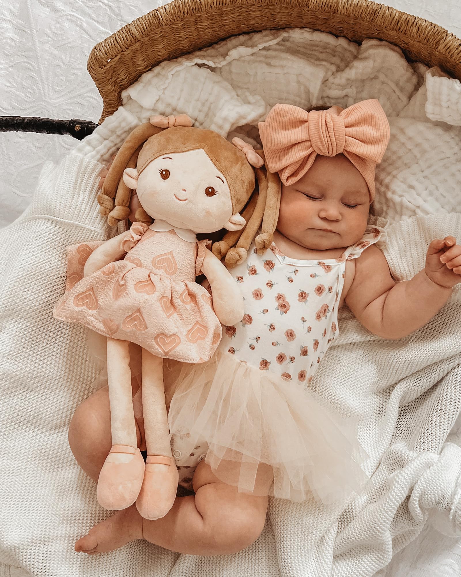 LeyaDoll Soft Baby Doll Toys (16''), My First Baby Rag Doll for 1 Year-Old Girl Birthday Gift, Christmas Plush Toys Gift for Toddler Kids Infants -Sweetheart Girl - Image 7