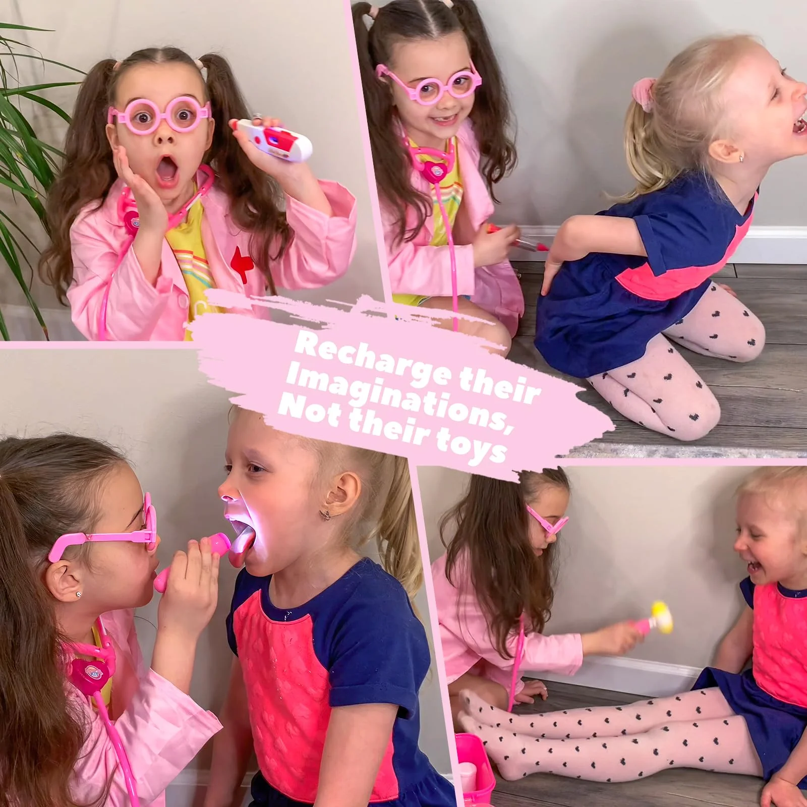 Liberry Doctor Kit for Toddlers 3 4 5 Years Old, Kids Doctor Play Set for Girls Boys Toy, Pretend Play Medical Kit with Stethoscope & Costume for Christmas Birthday Gift Pink - Image 3