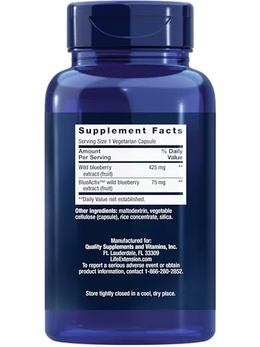 Life Extension Blueberry Extract Capsules - Whole Fruit Wild Blueberry Extract Supplement Pills- For Brain Health Support - Non-GMO, Gluten-Free ,Vegetarian - 60 Capsules - Image 10