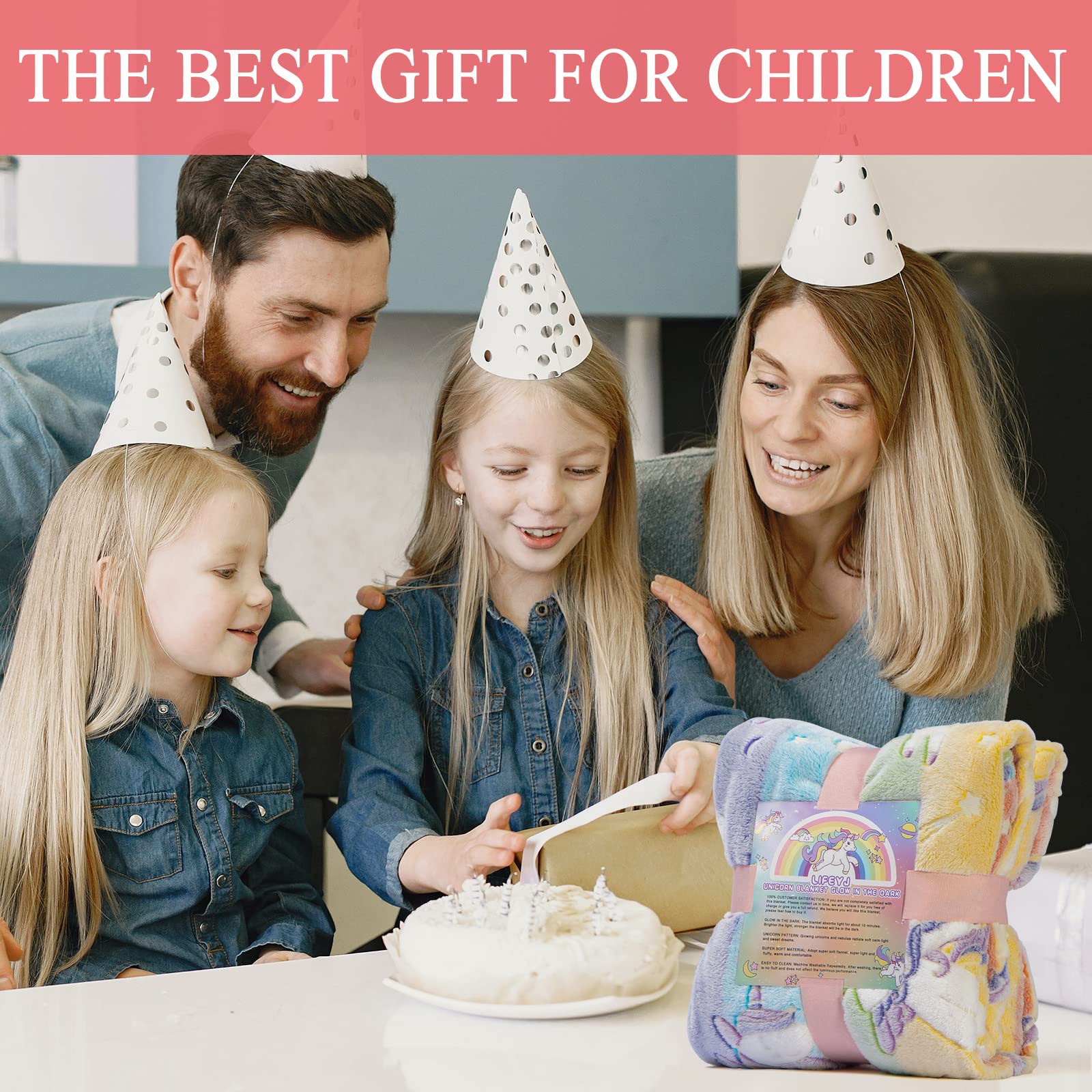 LIFEYJ Glow in The Dark Blanket Unicorns Gifts for Girls, Soft Blanket 3 4 5 6 7 8 9 10 Year Old Girl Gifts, Toddler Girls Toys Age 6-8, Gifts for Girl for Christmas Birthday Gifts Presents, 50"x60" - Image 2