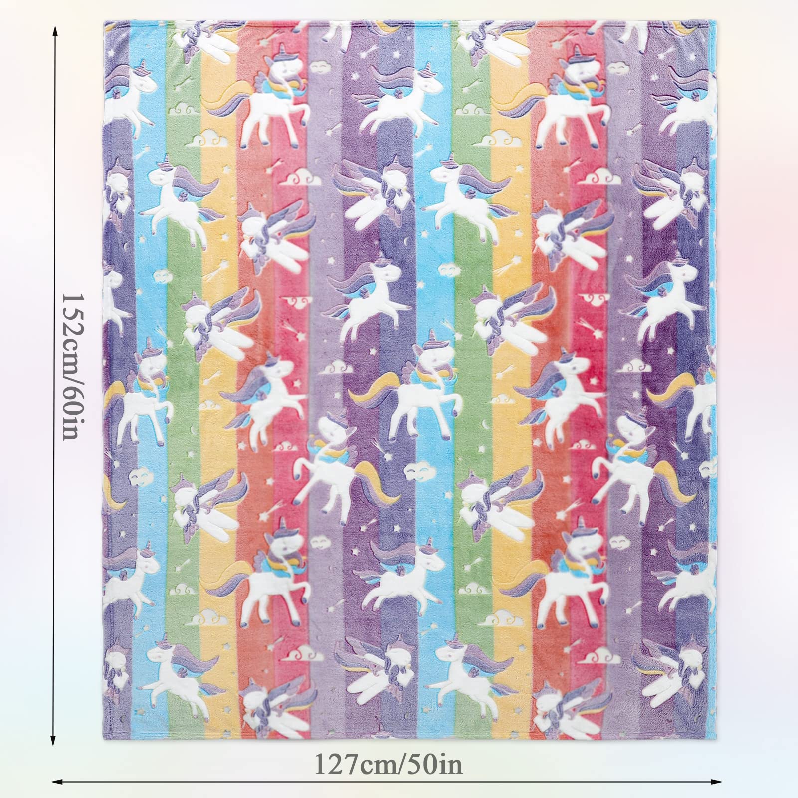 LIFEYJ Glow in The Dark Blanket Unicorns Gifts for Girls, Soft Blanket 3 4 5 6 7 8 9 10 Year Old Girl Gifts, Toddler Girls Toys Age 6-8, Gifts for Girl for Christmas Birthday Gifts Presents, 50"x60" - Image 4