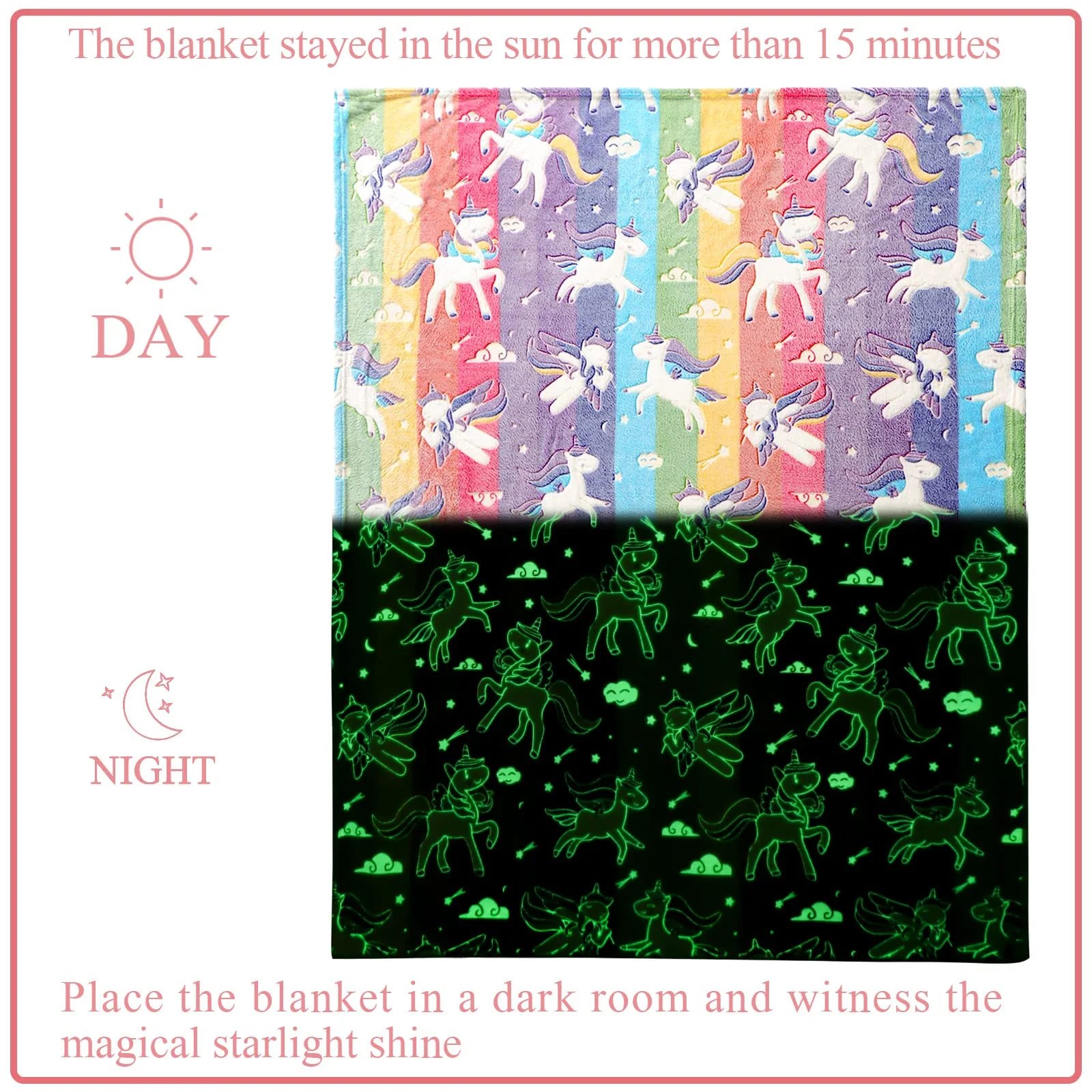 LIFEYJ Glow in The Dark Blanket Unicorns Gifts for Girls, Soft Blanket 3 4 5 6 7 8 9 10 Year Old Girl Gifts, Toddler Girls Toys Age 6-8, Gifts for Girl for Christmas Birthday Gifts Presents, 50"x60" - Image 9