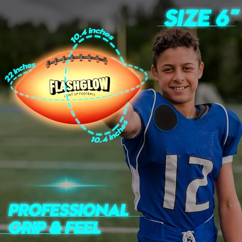 Light Up Football for Boys: Glow in The Dark - Toys for Kids Teen Boys Ages 8-15 - Birthday Christmas Easter Gift Ideas - Outdoor Sports Activity Night Play - 8 9 10 11 12 13 14 15 Years Old Teenager - Image 5