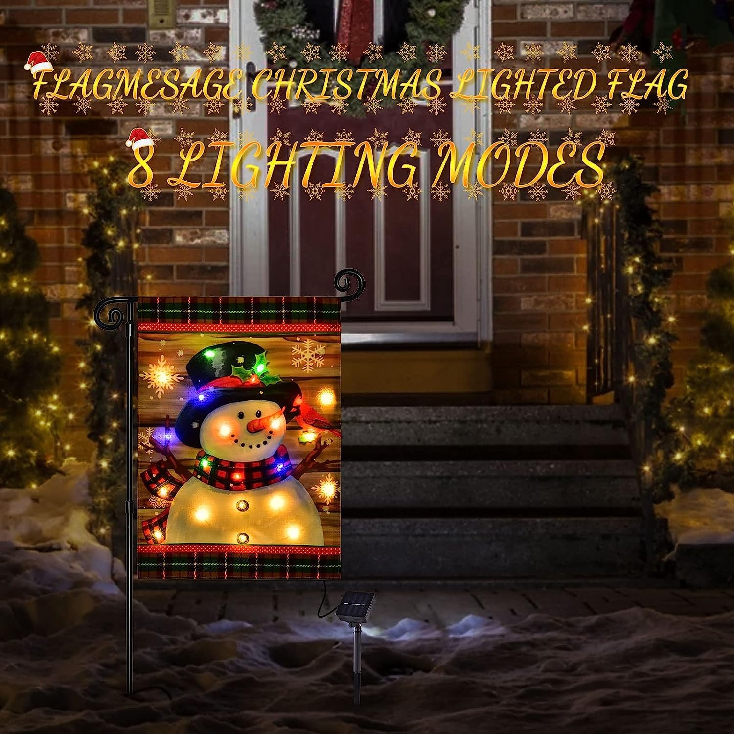 Lighted Christmas Garden Flag for Outside, Led Snowman Garden Flag, Winter Yard Flag 28x40 Double Sided for Outdoor Yard Porch Lawn Decoration - Image 6