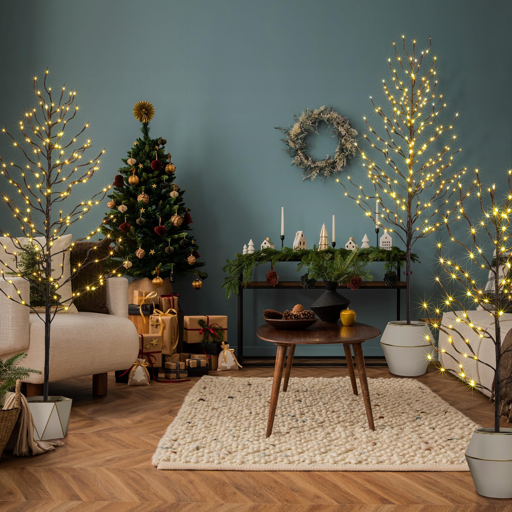 Lightshare Set of 3 Star Light Trees Christmas Decorations, Including 3 feet, 5 feet, and 6 feet, Warm White Christmas Tree, Brown Branch - Image 7