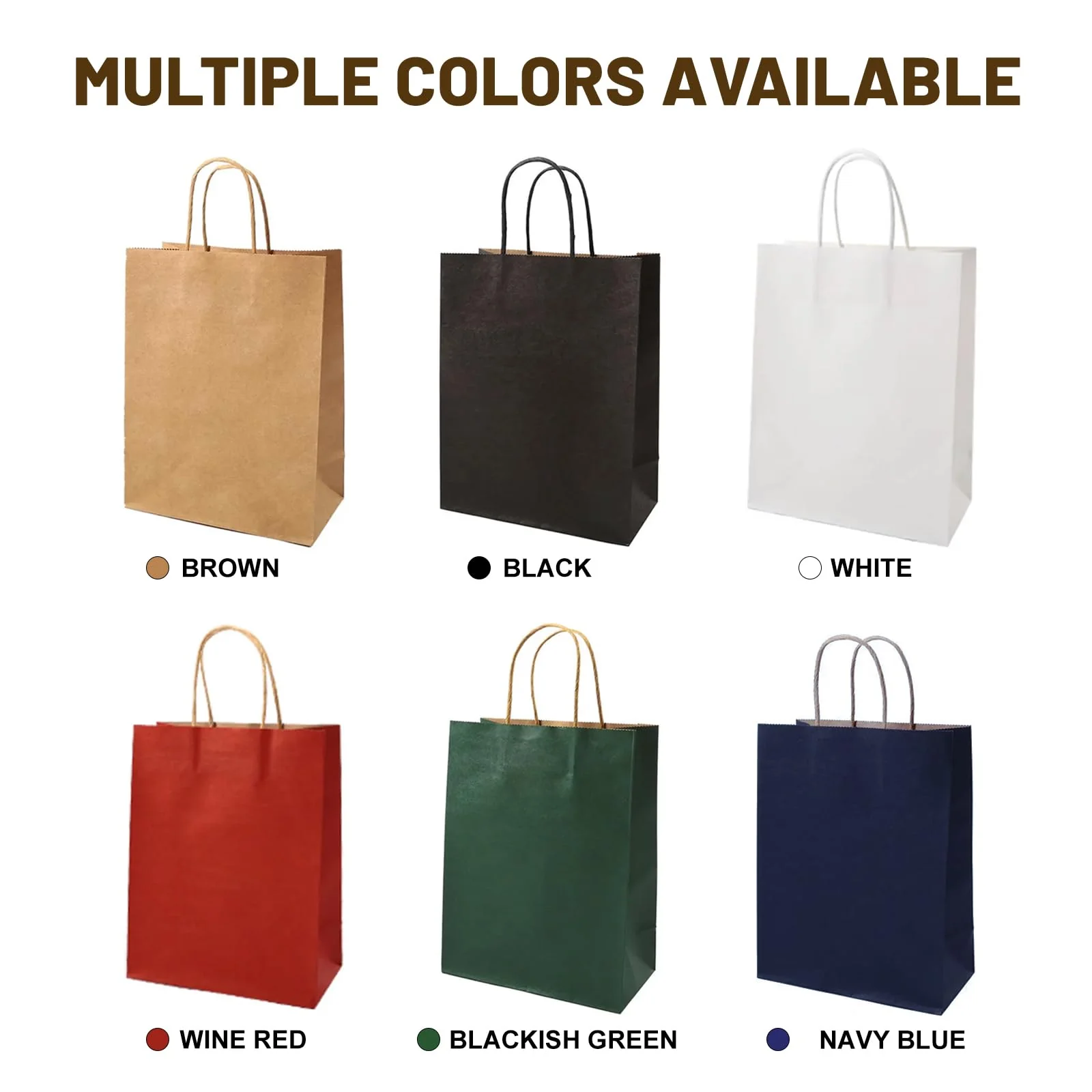 LIHOMR Gift Bags 8.25" x5.9 x3.15 100Pcs Paper Bags with Handles,kraft paper Bags for Small Business Christmas Bags, Wedding, Party Favor, Shopping, Lunch, Halloween Trick-or-Treat(Navy blue) - Image 2