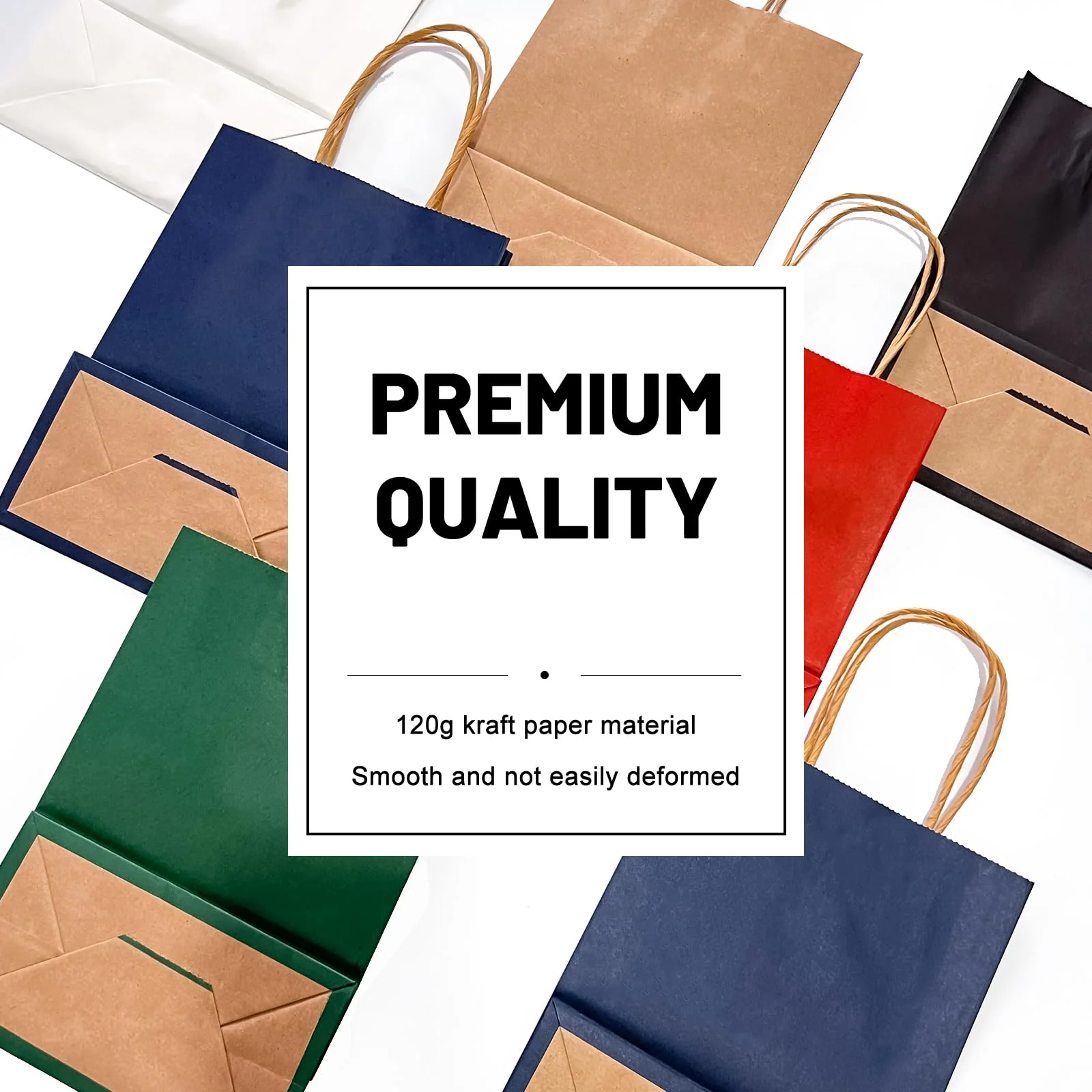 LIHOMR Gift Bags 8.25" x5.9 x3.15 100Pcs Paper Bags with Handles,kraft paper Bags for Small Business Christmas Bags, Wedding, Party Favor, Shopping, Lunch, Halloween Trick-or-Treat(Navy blue) - Image 5