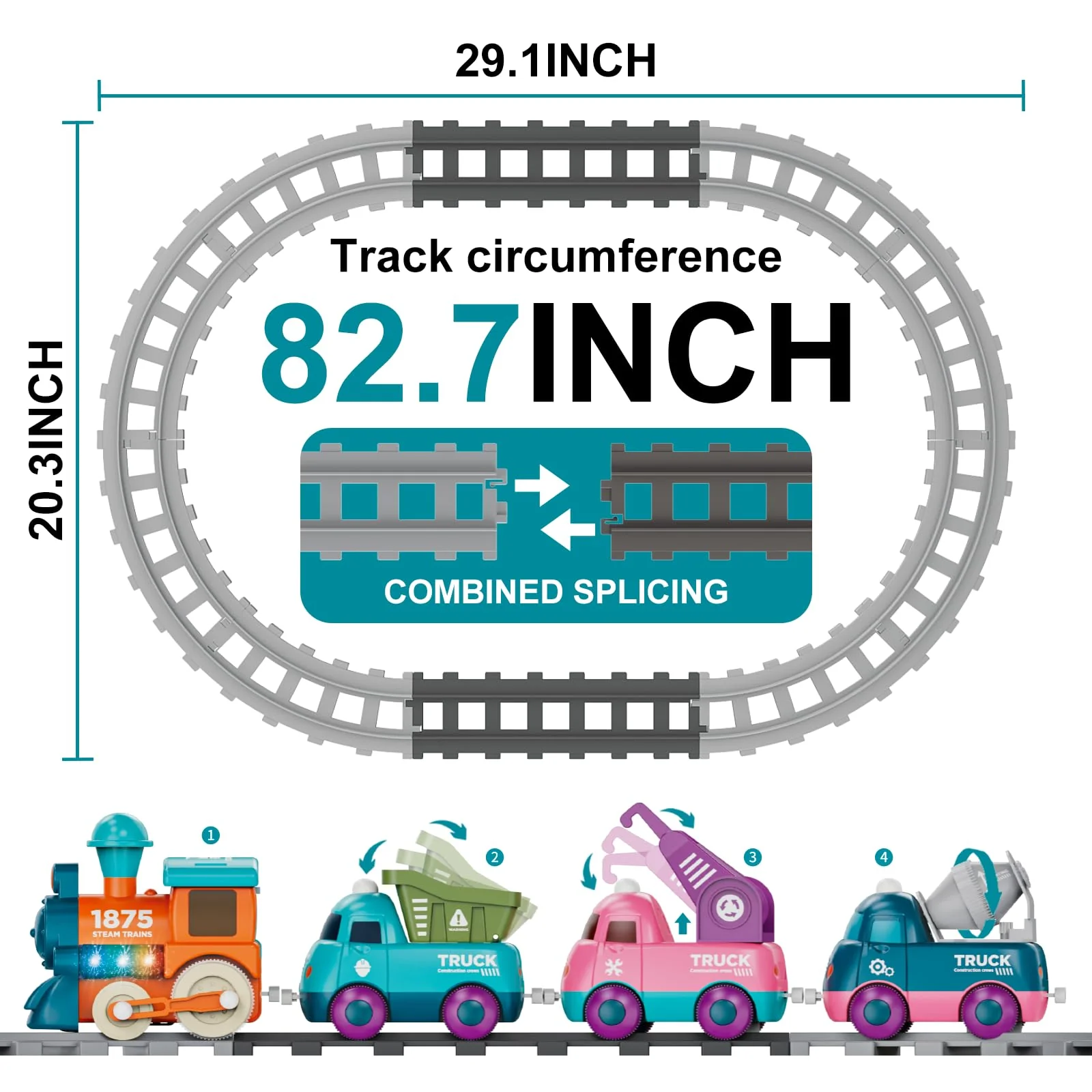 Lipneaed Train Set for Toddlers, Magnetic Train Toys for Toddlers 3+, 4pcs Trucks Toy Train for Boys and Girls, Birthday Christmas Toy Gifts for 3 4 5 6 7 8 Years Old - Image 6