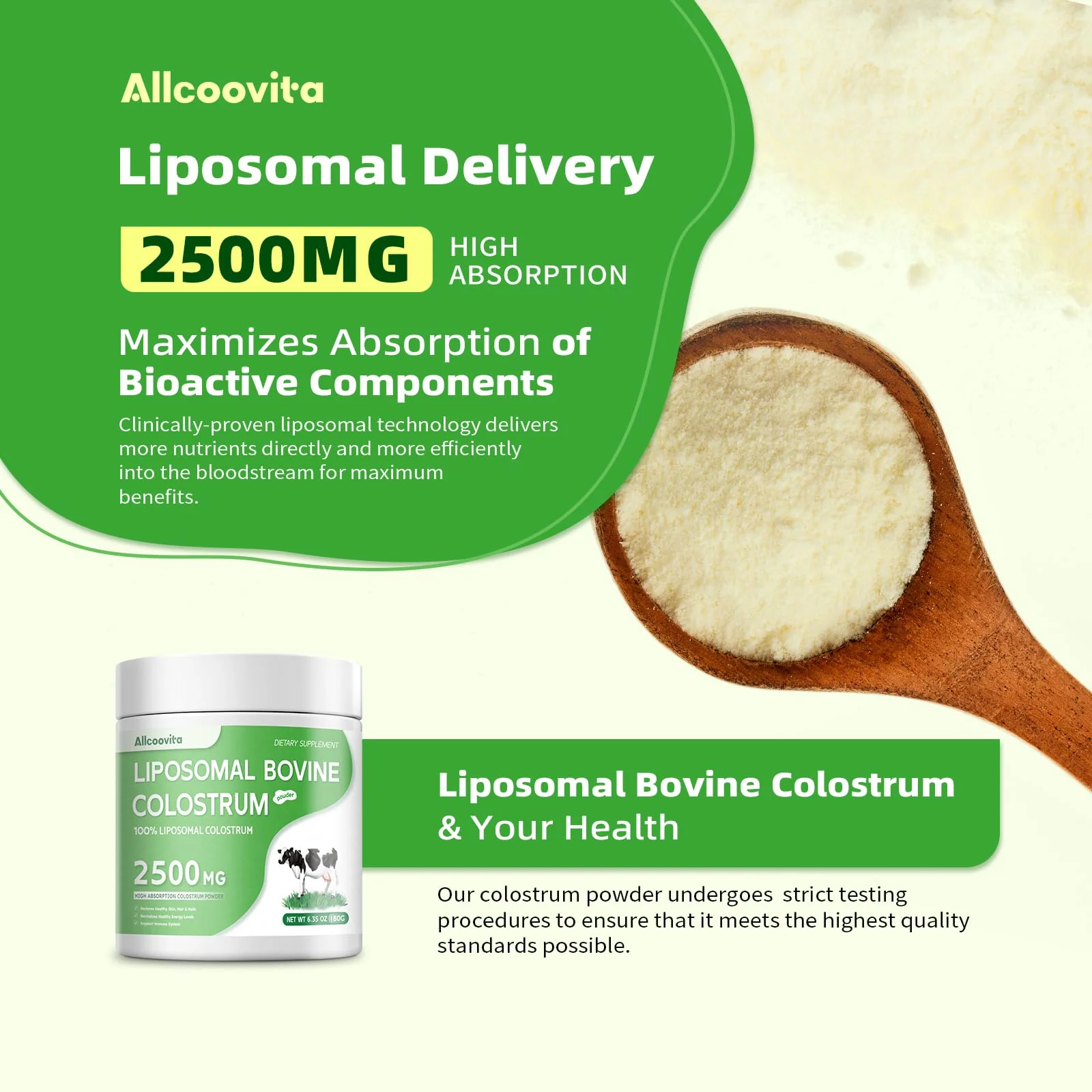 Liposomal Bovine Colostrum Powder - Pure Bovine Colostrum for Humans - Grass Fed Colostrum Supplement for Gut Support, Immune Health and Hair Growth,72 Servings per Bottle.180g/6.35 oz - Image 6