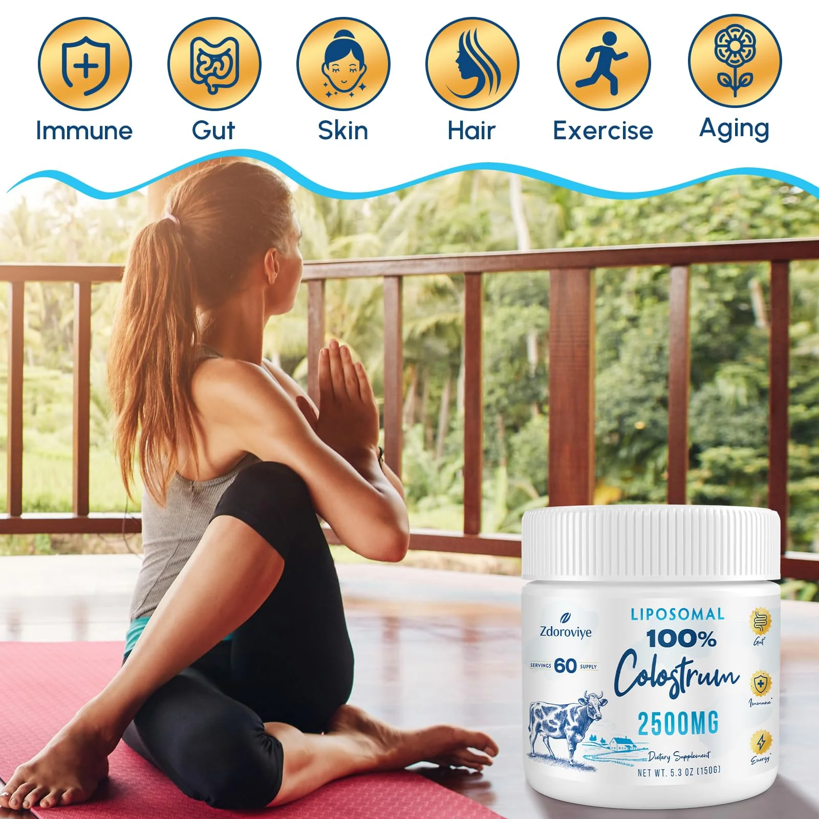 Liposomal Bovine Colostrum Powder Supplement 2500 mg, Higher Absorption Than Regular Bovine Colostrum (60 Servings) - Image 3