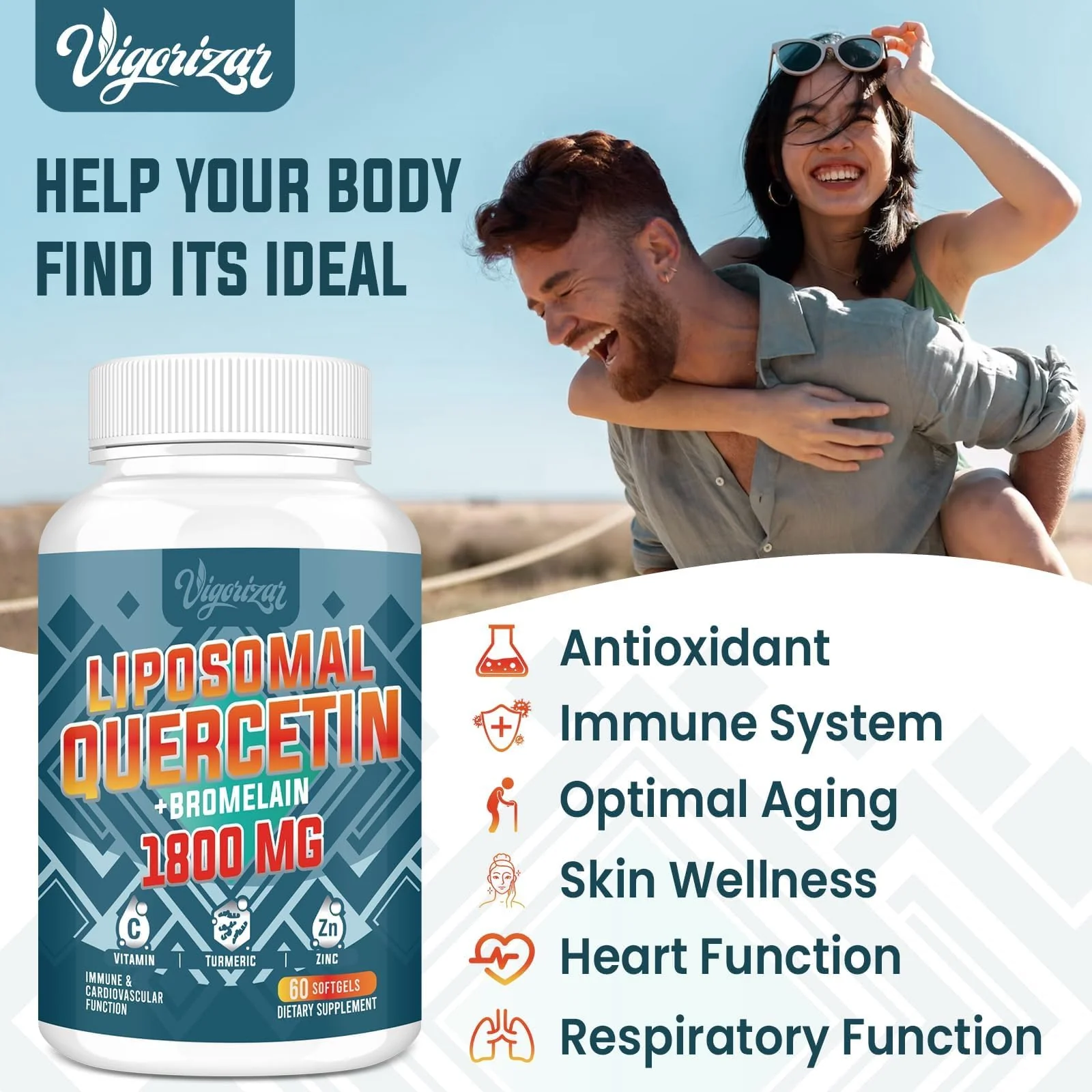 Liposomal Quercetin Phytosome, Quercetin with Bromelain, Zinc & Vitamin C, Bioactive Phytosome Complex, 20X Higher Absorption - 60 Softgels - Image 6