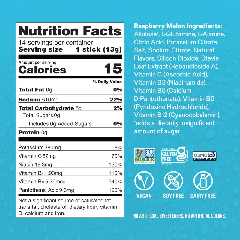 Liquid I.V.® Hydration Multiplier Sugar-Free - Raspberry Melon | Electrolyte Powder Drink Mix | 1 Pack (14 Servings) - Image 2