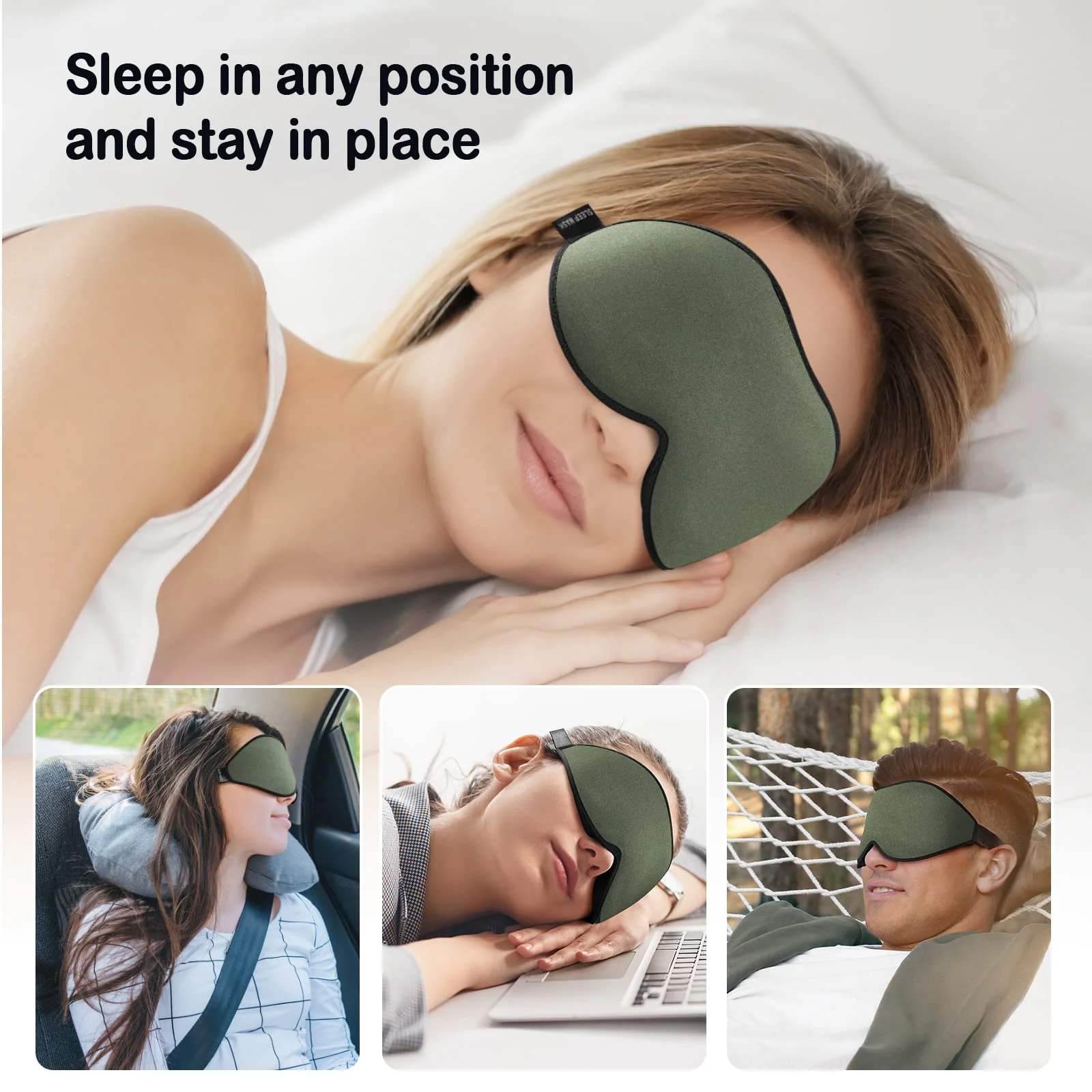 LitBear Sleep Mask for Men Side Sleeper, Sleeping Mask for Women Light Blocking, 3D Contoured Cup Eye Mask Sleeping, Soft Lightweight Sleep Eye Mask with Adjustable Elastic Strap for Traveling - Image 2