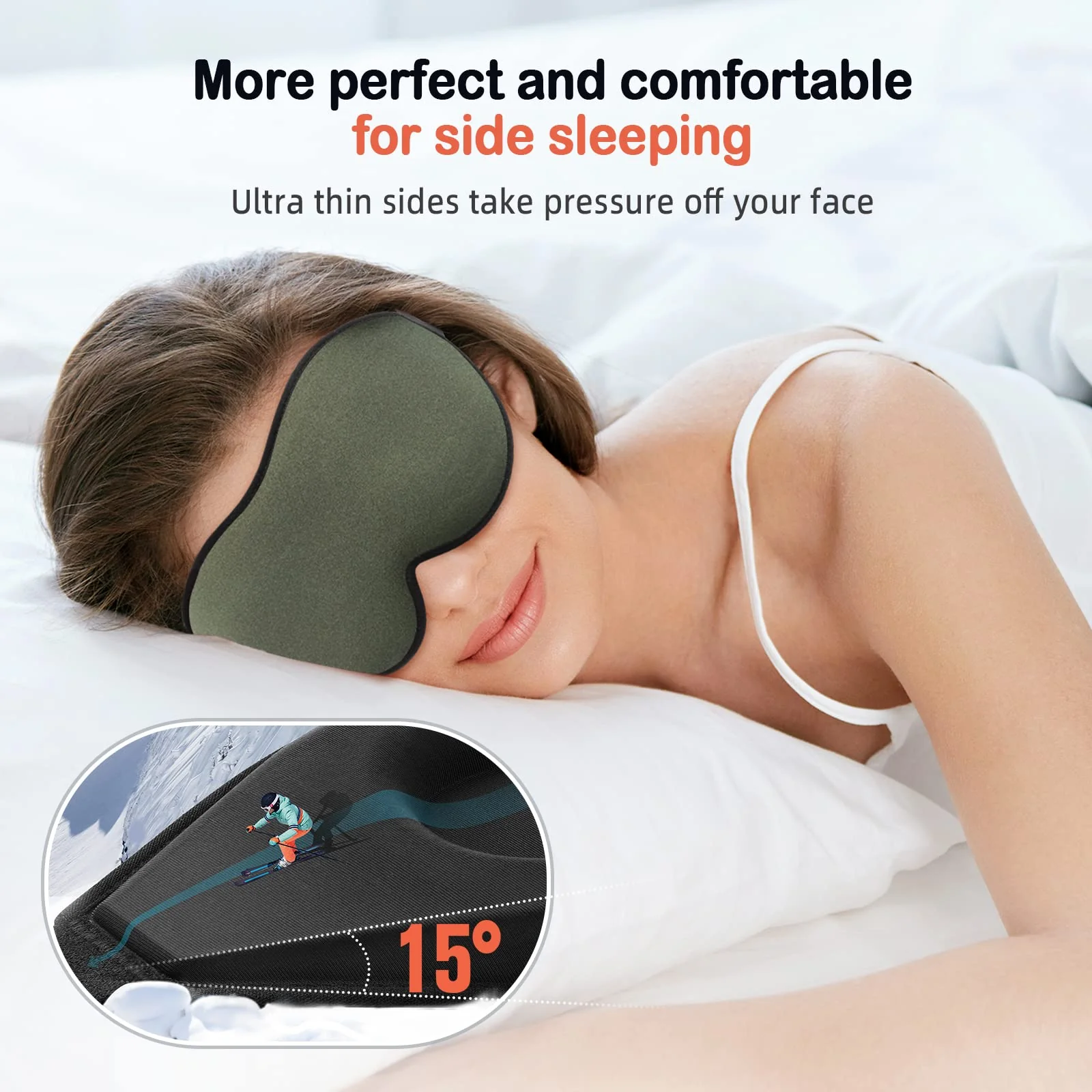 LitBear Sleep Mask for Men Side Sleeper, Sleeping Mask for Women Light Blocking, 3D Contoured Cup Eye Mask Sleeping, Soft Lightweight Sleep Eye Mask with Adjustable Elastic Strap for Traveling - Image 5