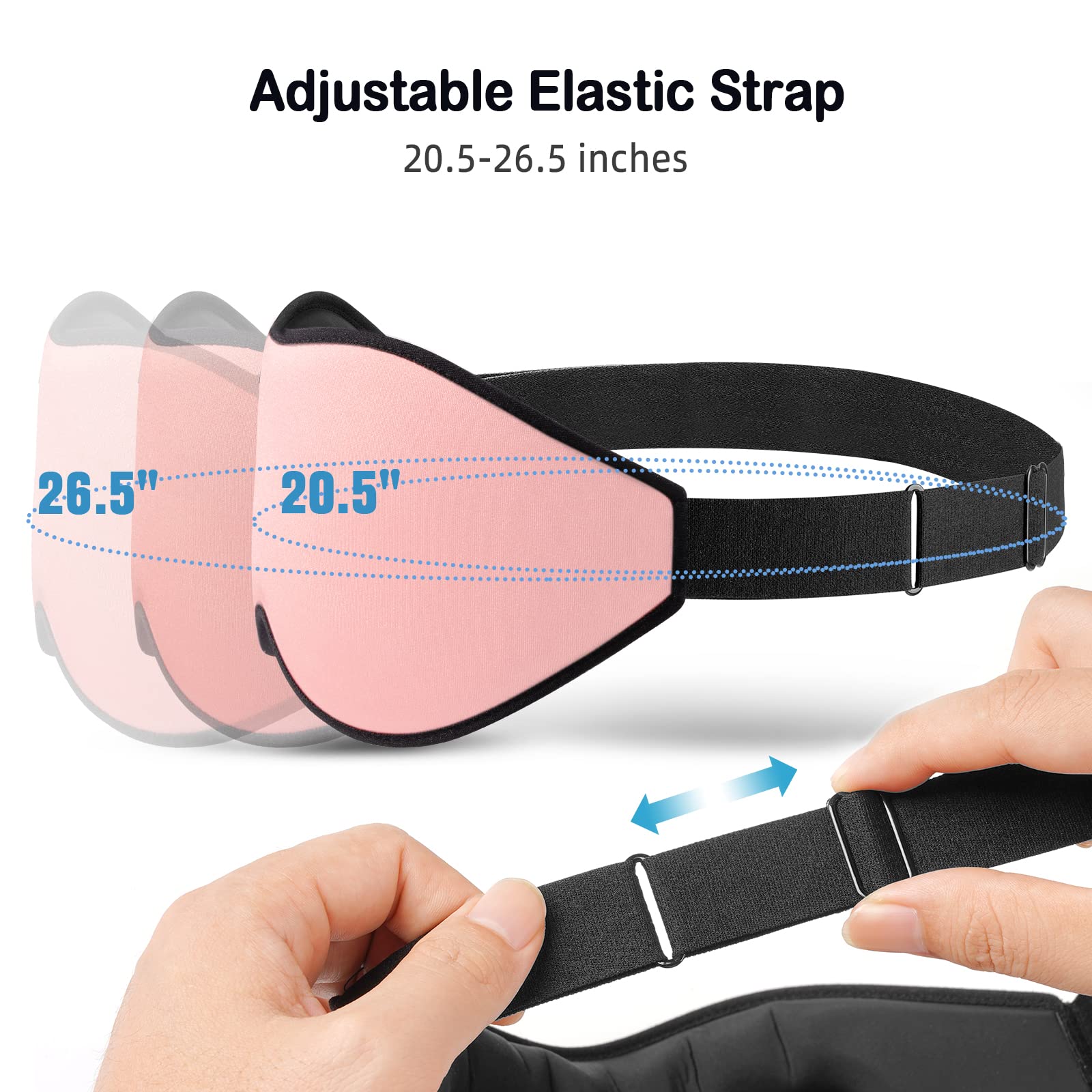 LitBear Sleep Masks for Women, Pink Eye Mask for Sleeping, Comfortable Night Sleeping Mask, Soft Contoured Eye Cover for Sleeping with Elastic Strap for Side Sleeper Men Flying Shift Worker - Image 3
