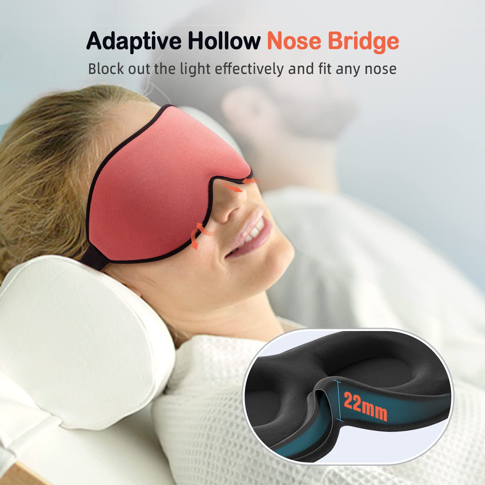 LitBear Sleep Masks for Women, Sleep Eye Mask for Sleeping, Comfortable Night Sleeping Mask, Soft Contoured Eye Cover for Sleeping with Elastic Strap for Side Sleeper Flying Shift Worker Light Sleeper - Image 5