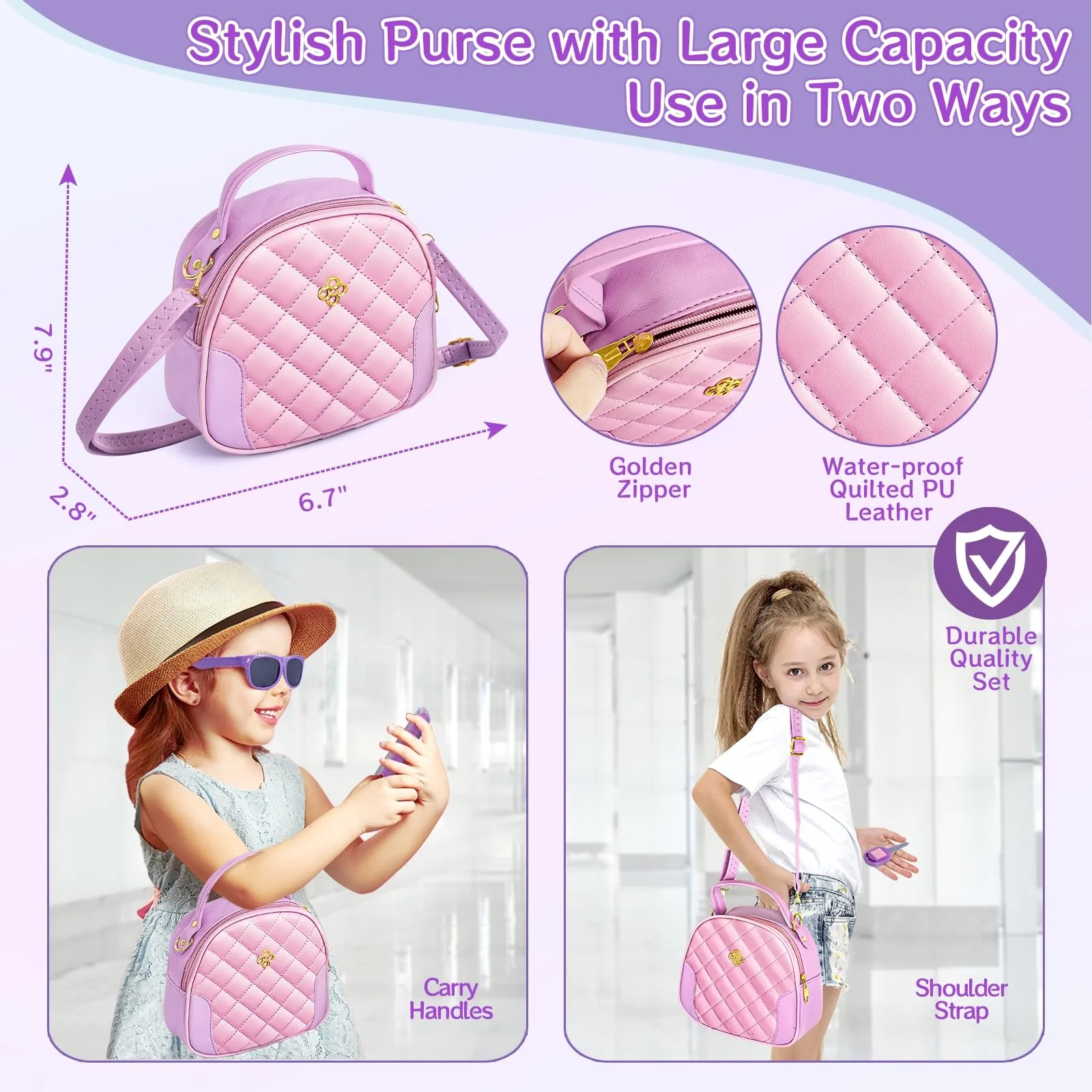 Little Girl Purse Accessories, My First Purse Set - Play Makeup Princess Plush Diary Unicorn Eye Mask Wallet Phone Pretend Credit Cards Kids Pretend Play Christmas Toy Gift for Girl Age 3+ - Image 7