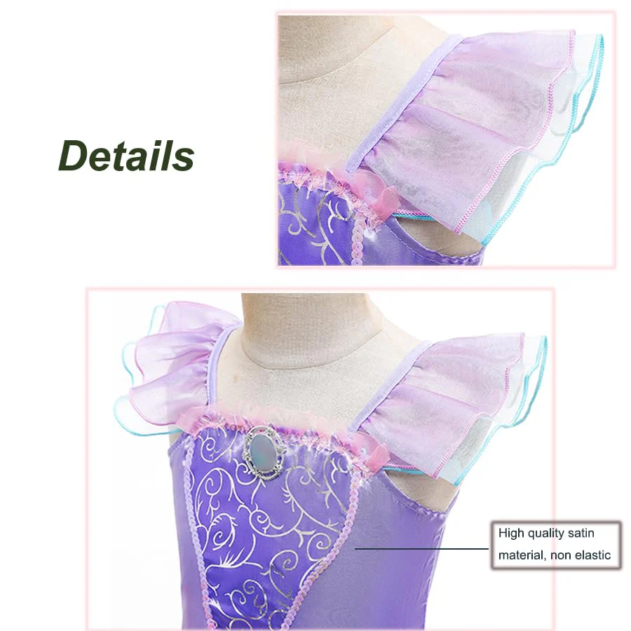 Little Girls Princess Mermaid Costume for Girls Dress Up with Accessory for Christmas Birthday Party Supplies - Image 5