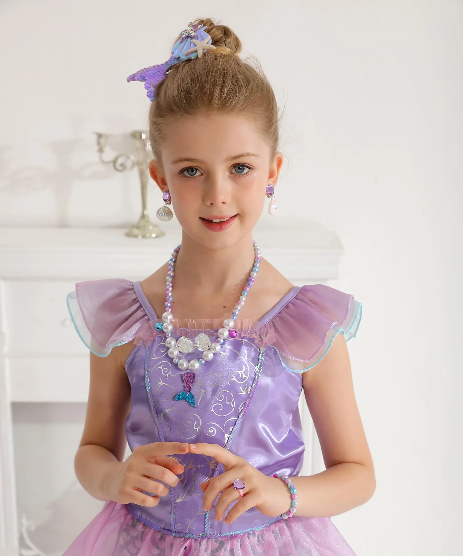 Little Girls Princess Mermaid Costume for Girls Dress Up with Accessory for Christmas Birthday Party Supplies - Image 6