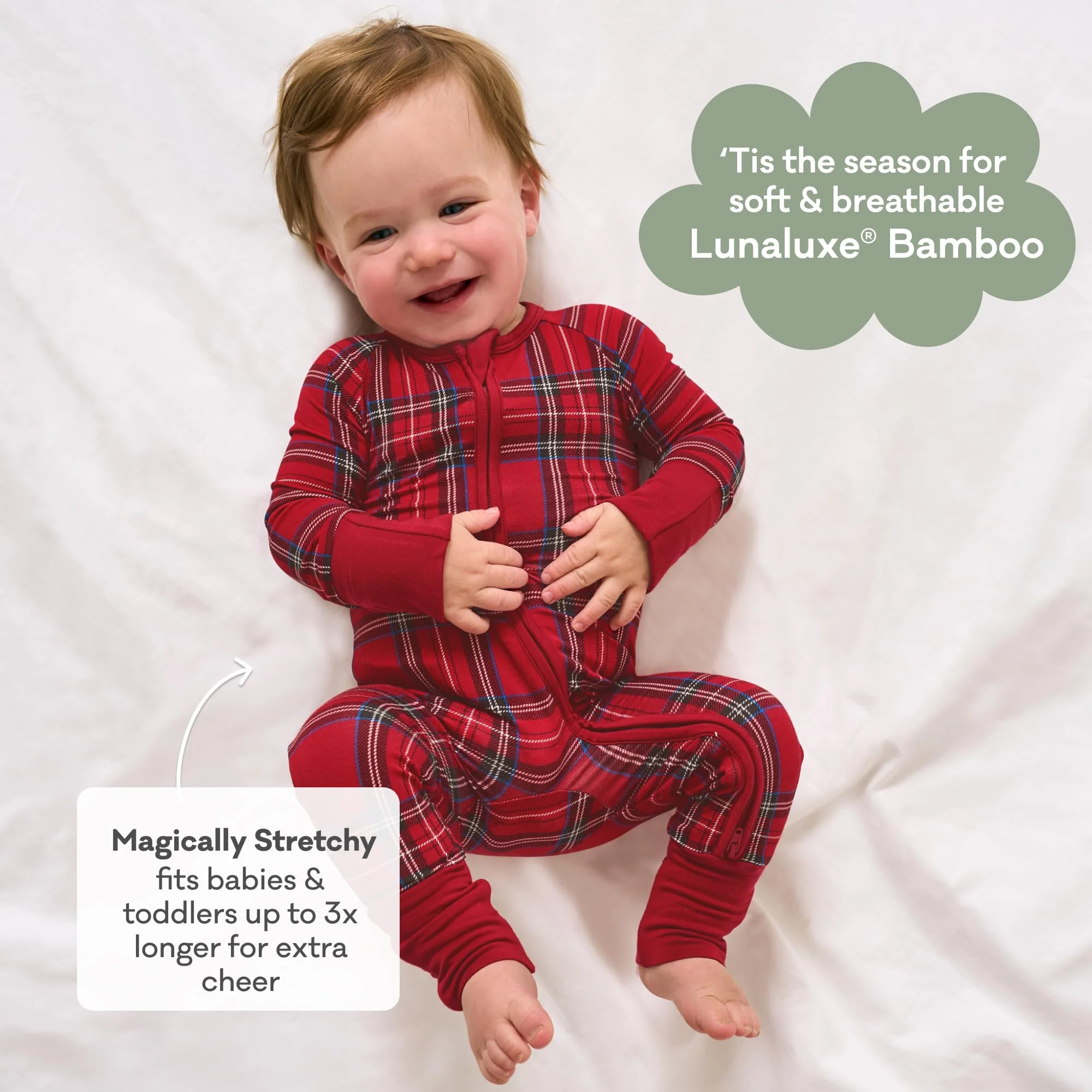 Little Sleepies Christmas Pajamas for Baby Boys & Girls, Viscose from Bamboo Newborn Pajamas, Family Matching Christmas PJs, Holiday Plaid, 6-12 months - Image 8