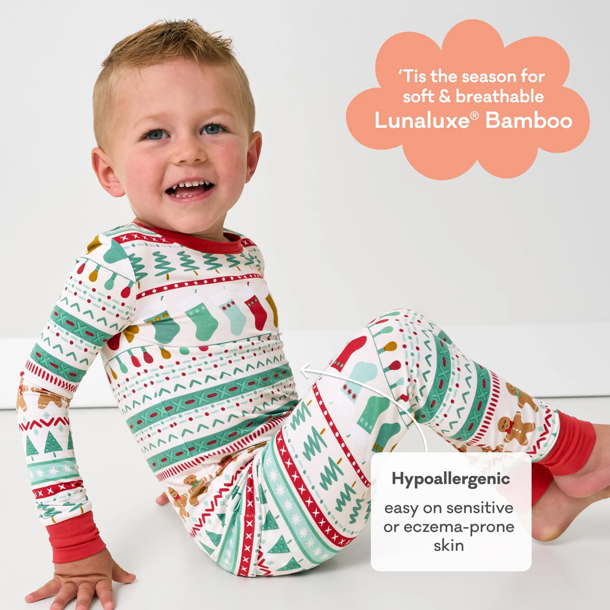 Little Sleepies Two-Piece Kids Christmas Pajamas Set for Boys & Girls, Viscose from Bamboo, Family Matching Christmas PJs, Fair Isle, 5-6 - Image 8
