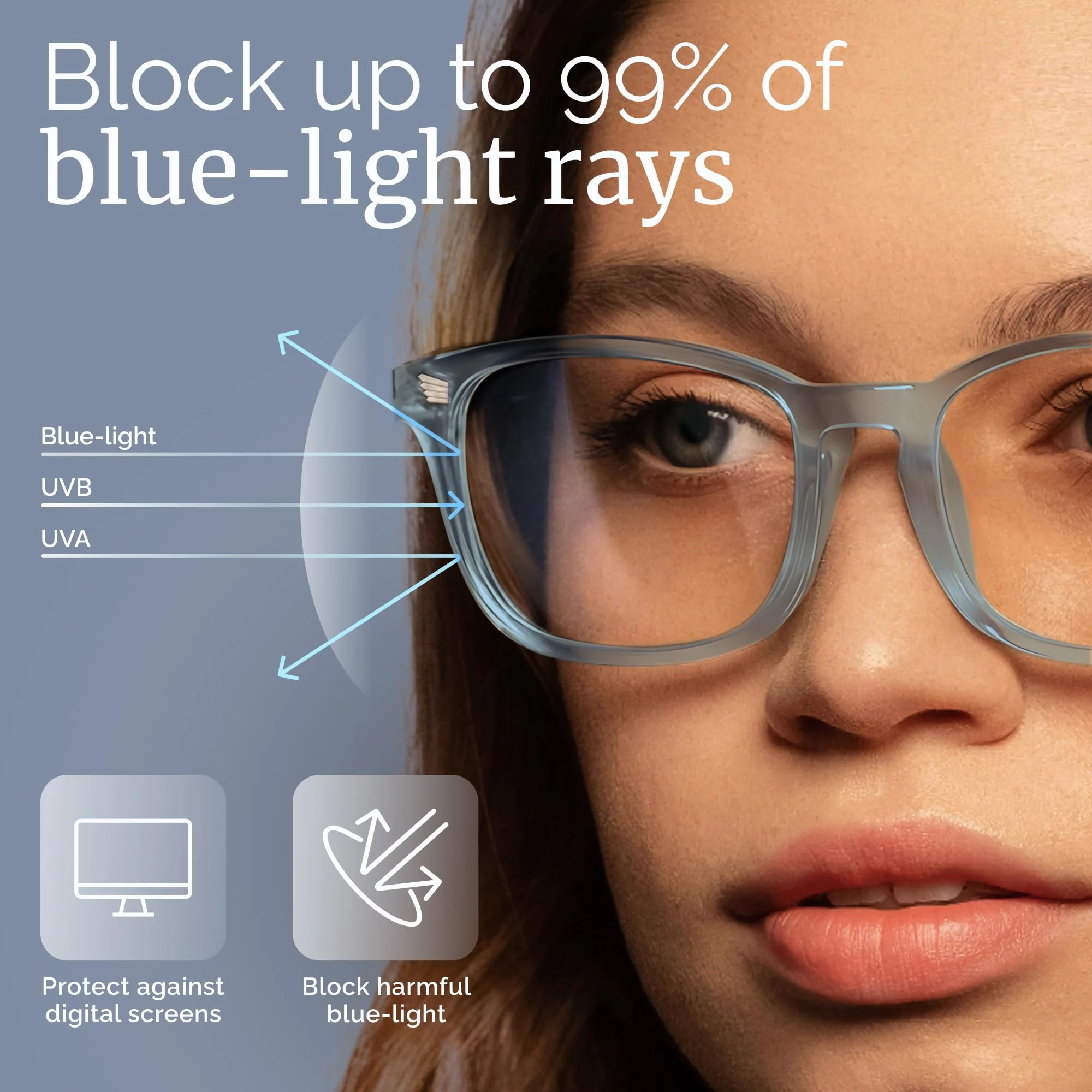 livho High Tech Blue Light Glasses - Advanced up to 99% Blue Light Blocking Computer Glasses - Anti Eyestrain & UV Glare Protection - Image 8