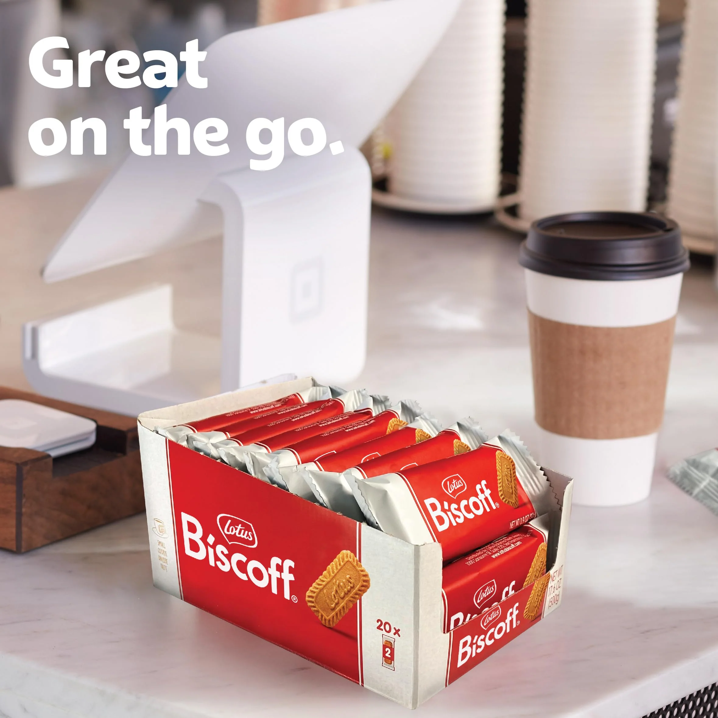 Lotus Biscoff Cookies, Caramelized Biscuit Cookie Snack, Dispenser Box (20 sleeves of 2 extra large cookies) Vegan, 0.9 Ounce (Pack of 20) - Image 3