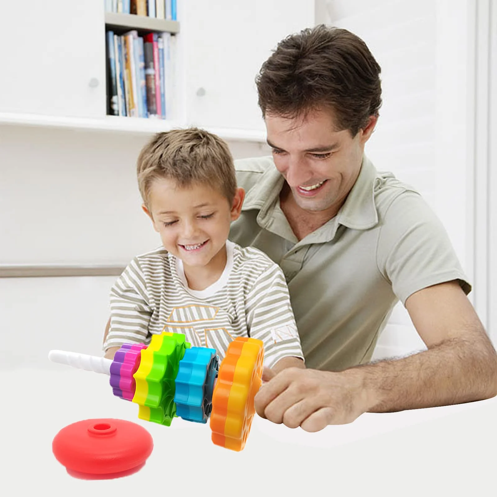 LUCKFUTURE Spinning Stacking Toys, Educational Toddler Toy Stacking Rings Baby Toys, Montessori Toy for Girls and Boys, Spin Gears Christmas Birthday Gift for 1-3 Year Old - Image 4
