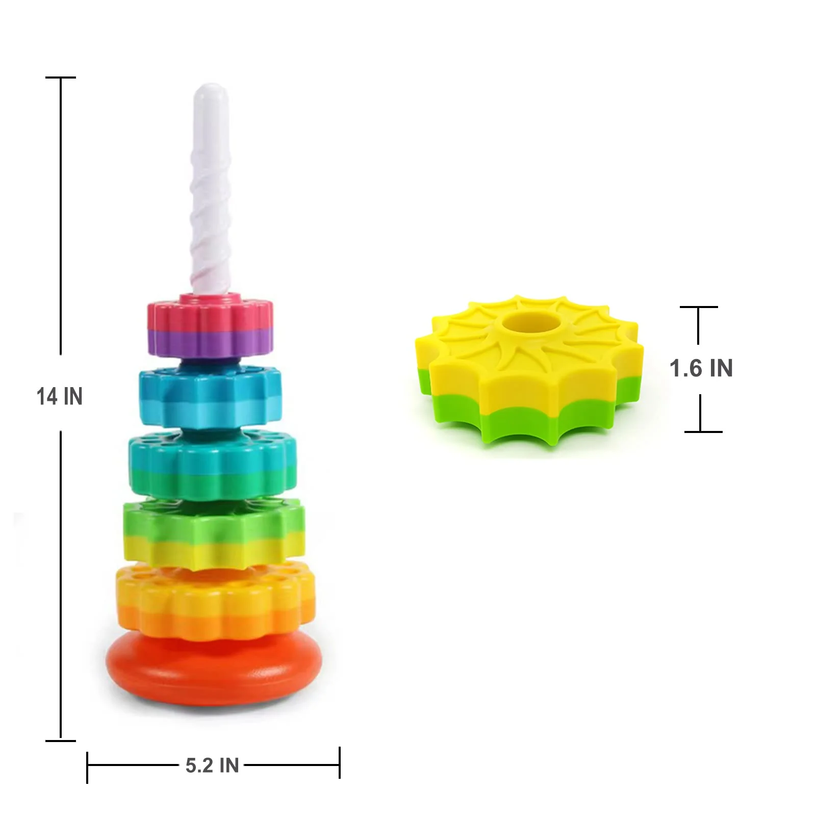 LUCKFUTURE Spinning Stacking Toys, Educational Toddler Toy Stacking Rings Baby Toys, Montessori Toy for Girls and Boys, Spin Gears Christmas Birthday Gift for 1-3 Year Old - Image 5