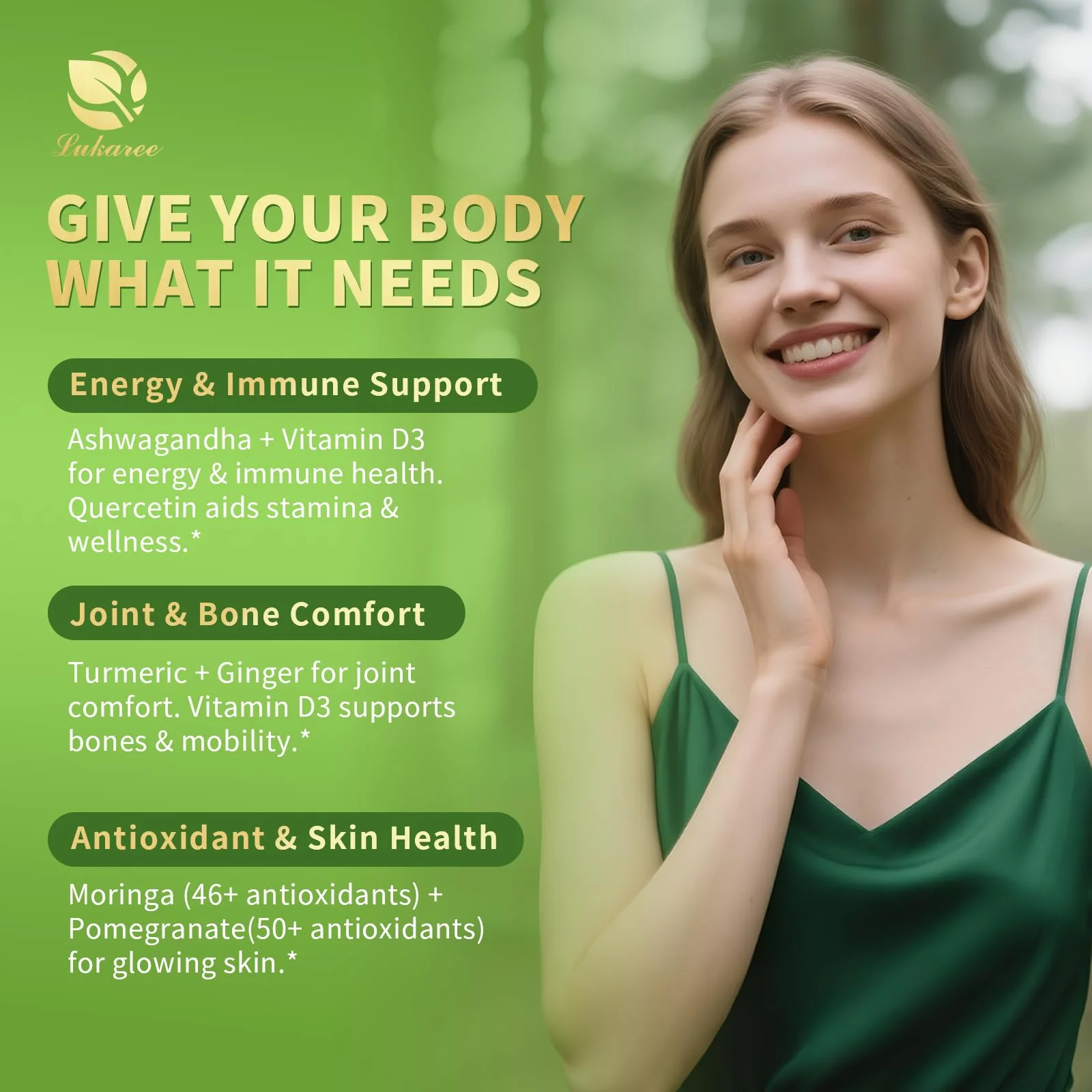 Lukaree 12-in-1 Lipsomal Moringa Leaf Drops with Ashwagandha Turmeric Quercetin, 98% Absorption & 30:1 Pure Moringa Extract for Energy Immune Joint Digestive Support, Vegan Non-GMO Gluten-Free - Image 7