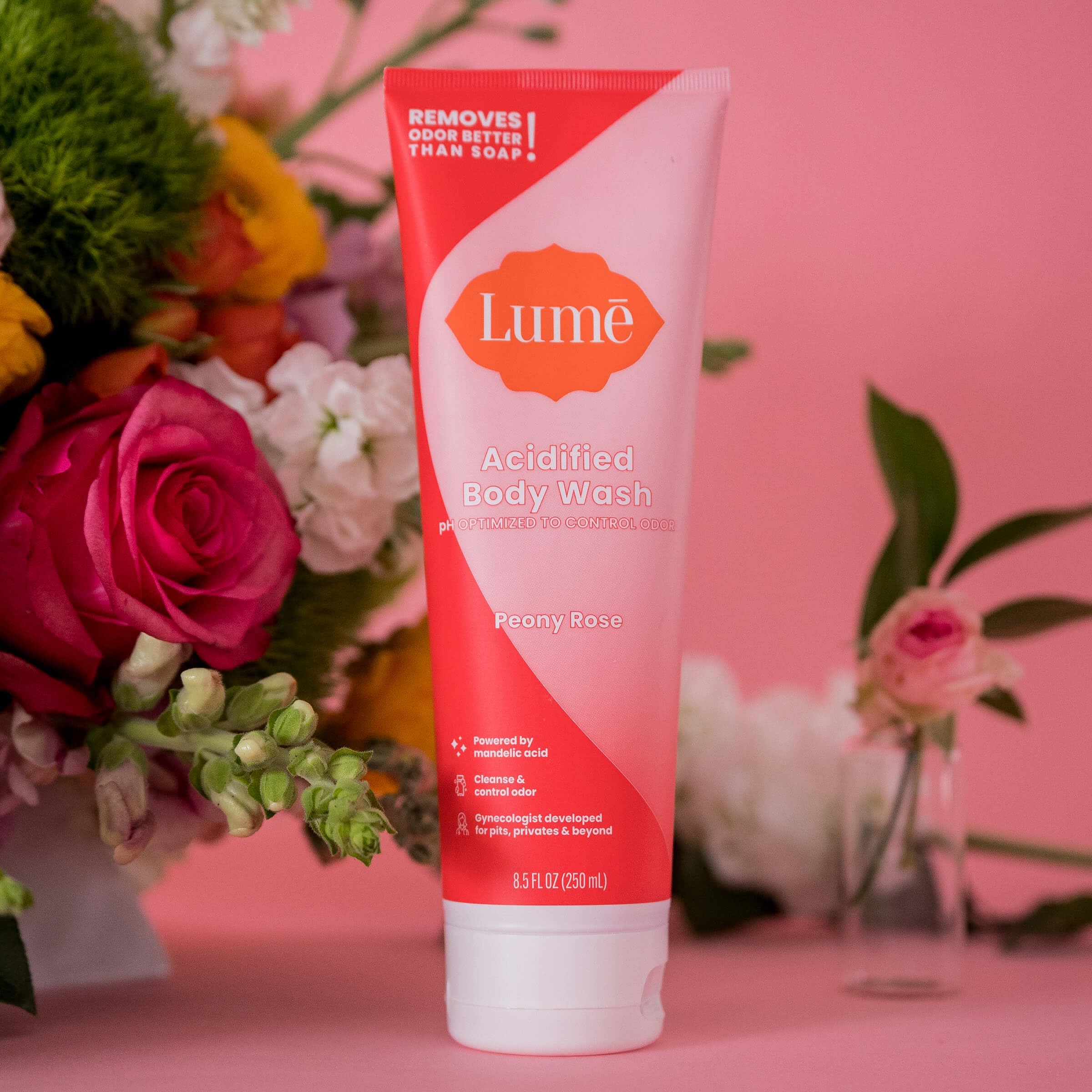 Lume Acidified Body Wash - 24 Hour Odor Control - Removes Odor Better than Soap - Moisturizing Formula - Formulated Without SLS or Parabens - OB/GYN Developed - 8.5 ounce (Pack of 2) (Peony Rose) - Image 3