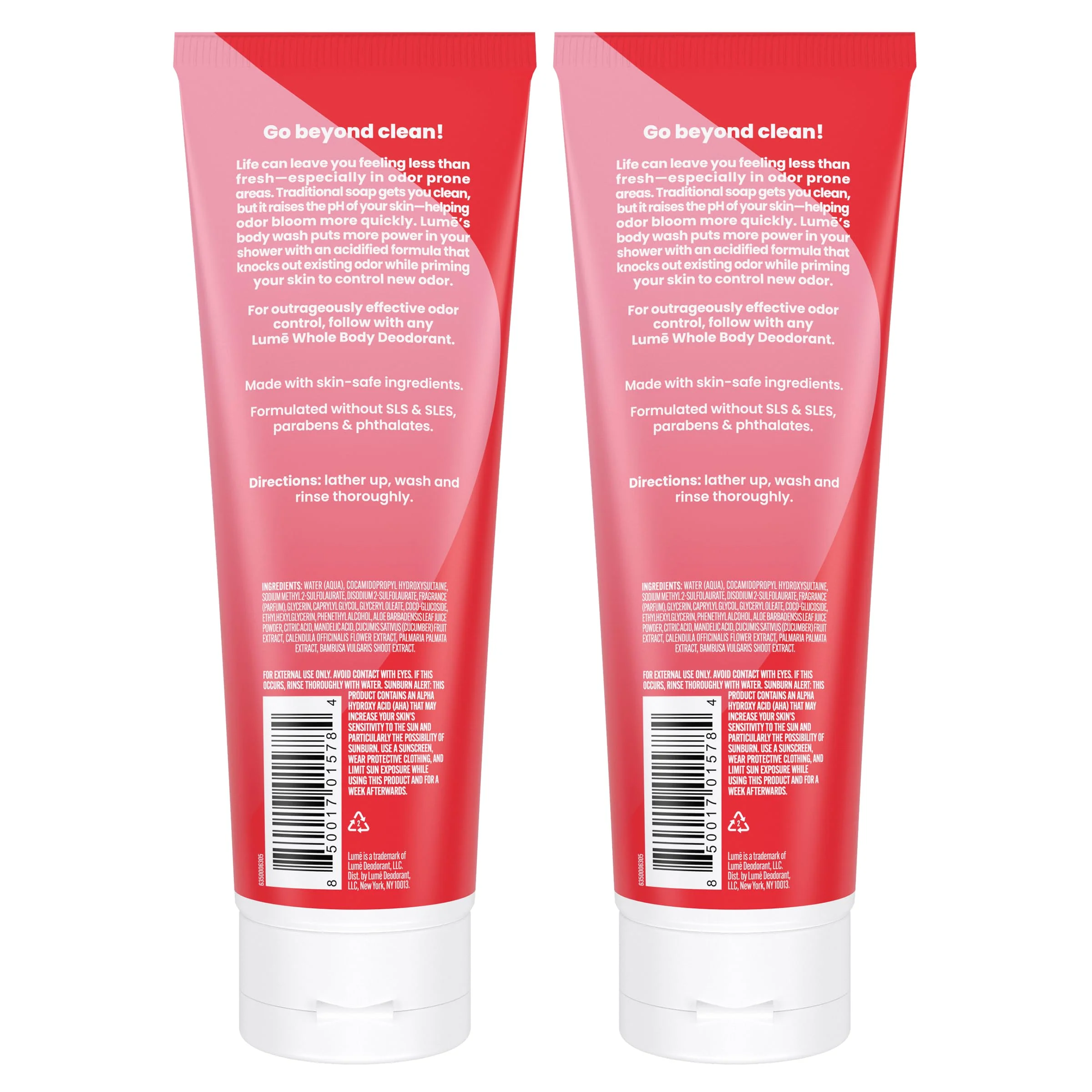 Lume Acidified Body Wash - 24 Hour Odor Control - Removes Odor Better than Soap - Moisturizing Formula - Formulated Without SLS or Parabens - OB/GYN Developed - 8.5 ounce (Pack of 2) (Peony Rose) - Image 7