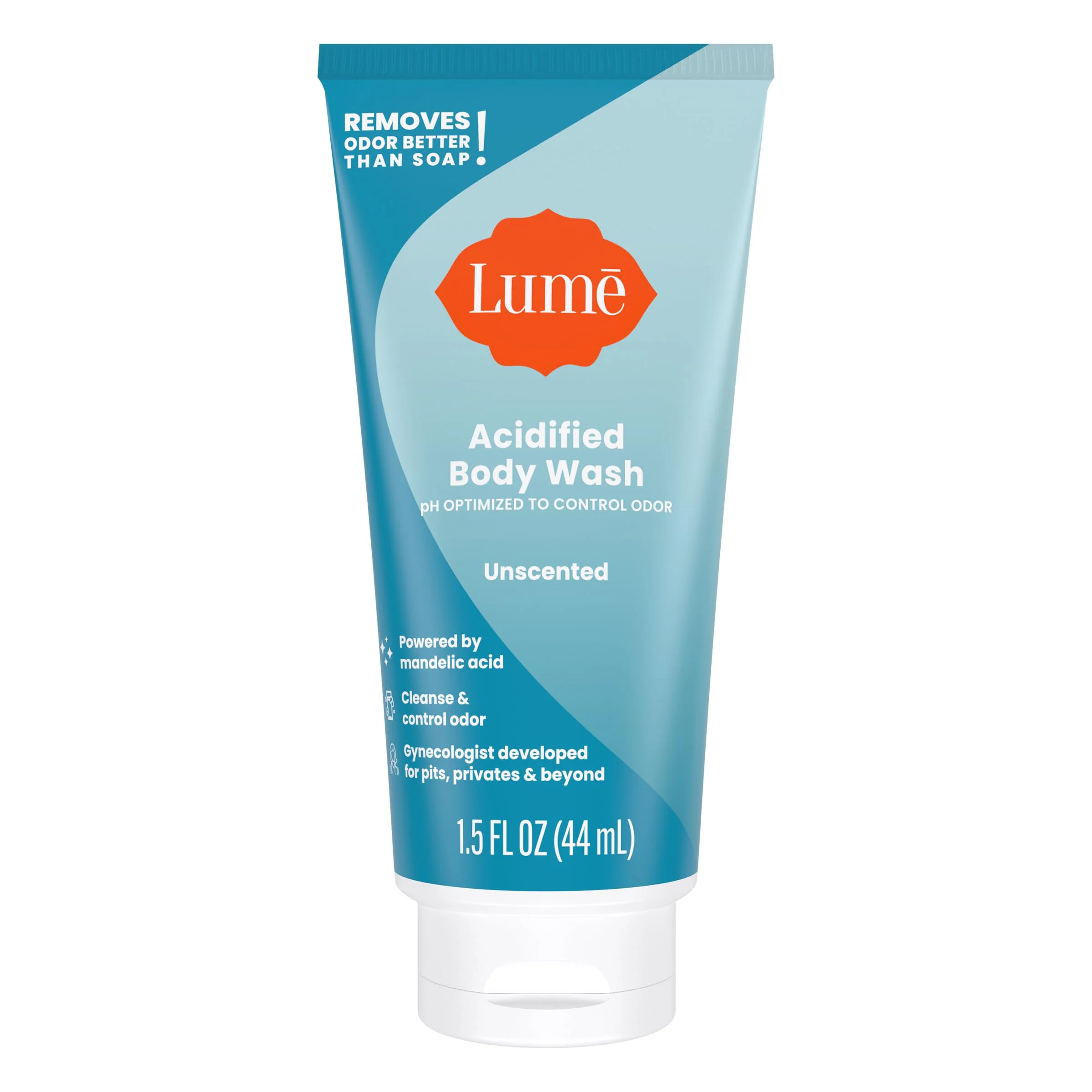 Lume Acidified Body Wash 5 Pack Minis - 24 Hour Odor Control - Moisturizing Formulated Without SLS & Parabens - 1.5 ounce Tubes (Clean Tangerine, Lavender Sage, Peony Rose, Toasted Coconut, Unscented) - Image 6