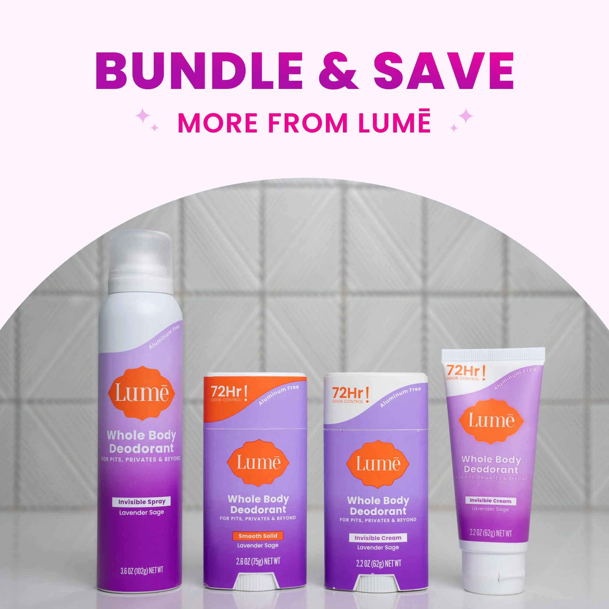 Lume Invisible Spray Deodorant For Women - Whole Body Deodorant Spray - 72 Hr Odor Control - Ozone Friendly, Natural Propellant - Aluminum & Baking Soda Free, Skin Loving - 2 pack (Lavender Sage) - Image 2