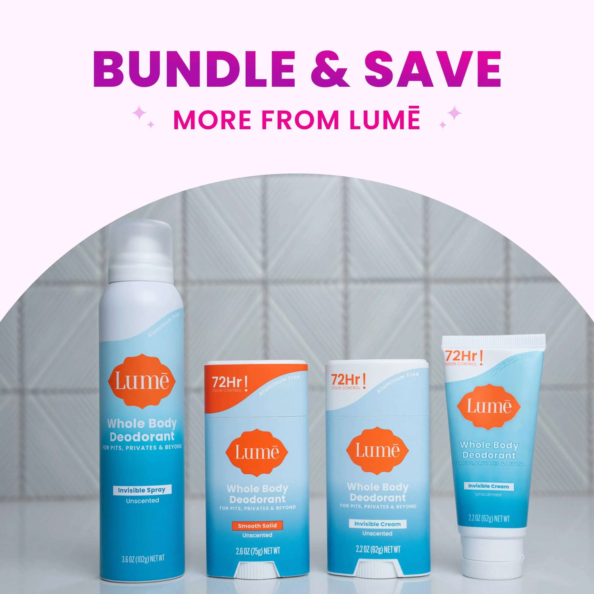 Lume Invisible Spray Deodorant For Women - Whole Body Deodorant Spray - 72 Hr Odor Control - Ozone Friendly, Natural Propellant - Aluminum & Baking Soda Free, Skin Loving - 2 pack (Unscented) - Image 2