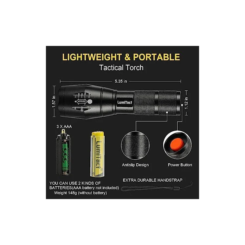 Lumitact G700 Led Torch Rechargeable Super Bright Led Tactical Flashlight 300000 Lumen Zoomable Handheld Torches for Camping Hiking Emergency - Image 3
