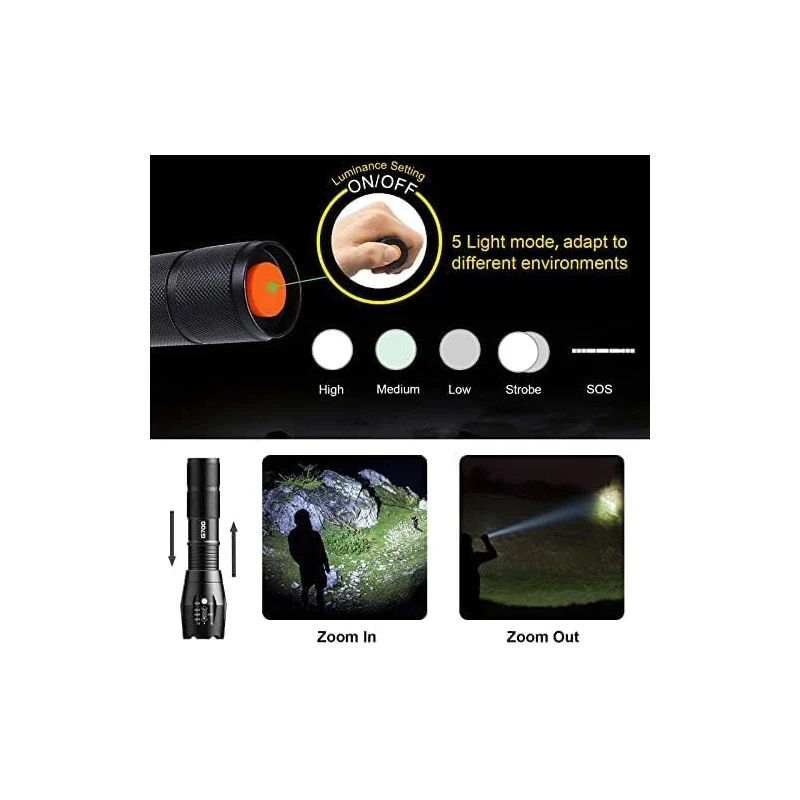 Lumitact G700 Led Torch Rechargeable Super Bright Led Tactical Flashlight 300000 Lumen Zoomable Handheld Torches for Camping Hiking Emergency - Image 7