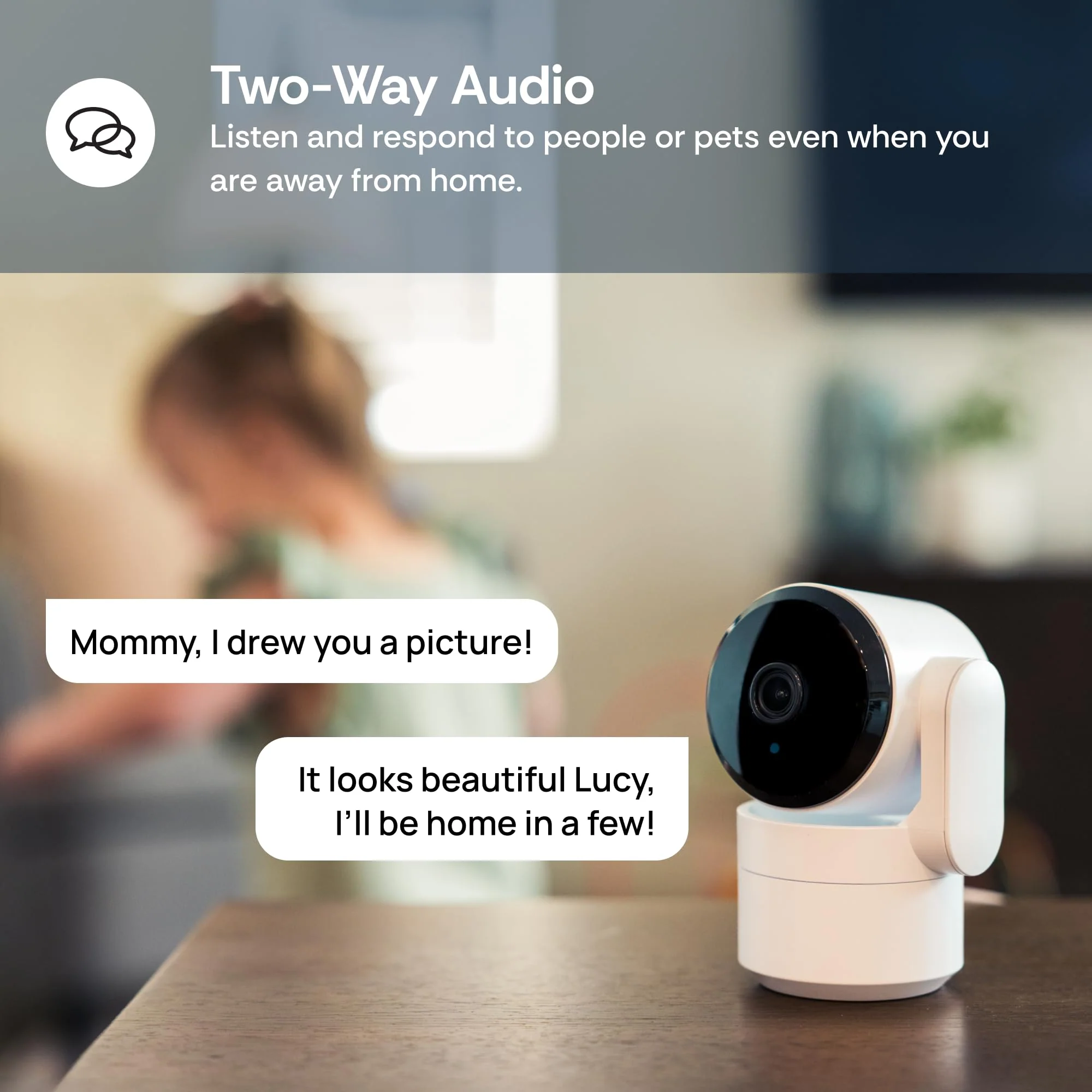 Luna Cameras for Home Security Indoor, Advanced AI Motion Detection, 360° Pan/Tilt, Plug-in, Night Vision, 2.4GHz Wi-Fi, 2-Way Audio, Nanny Pet Dog Camera with Phone App (Black) - Image 4