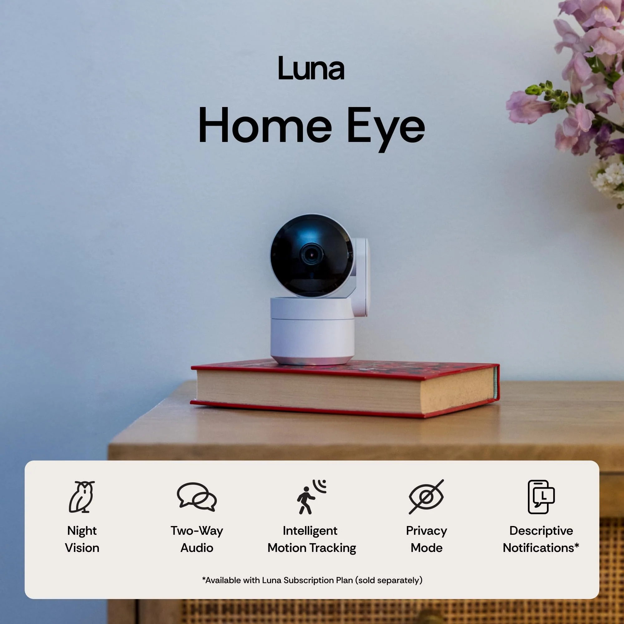 Luna Cameras for Home Security Indoor, Advanced AI Motion Detection, 360° Pan/Tilt, Plug-in, Night Vision, 2.4GHz Wi-Fi, 2-Way Audio, Nanny Pet Dog Camera with Phone App (Black) - Image 9