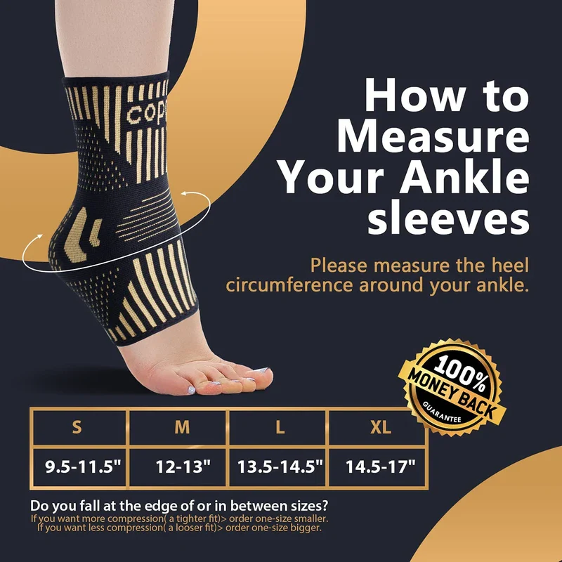 Lusenone Copper Ankle Brace Support for Men & Women (Pair), Best Ankle Compression Sleeve Socks for Plantar Fasciitis, Sprained Ankle, Achilles Tendon, Pain Relief, Recovery, Sports - Image 3
