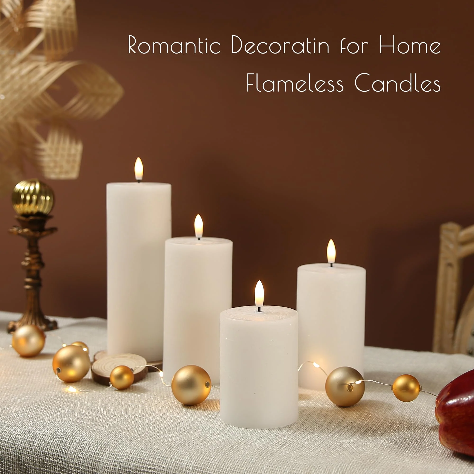 LUSHABOR Flameless Candles, 4 Pack Battery Operated Candles with Remote, Real Wax LED Fake Candles with Timer Flickering for Christmas Wedding Home Party D3 H 5" 6" 7" 9" White - Image 7