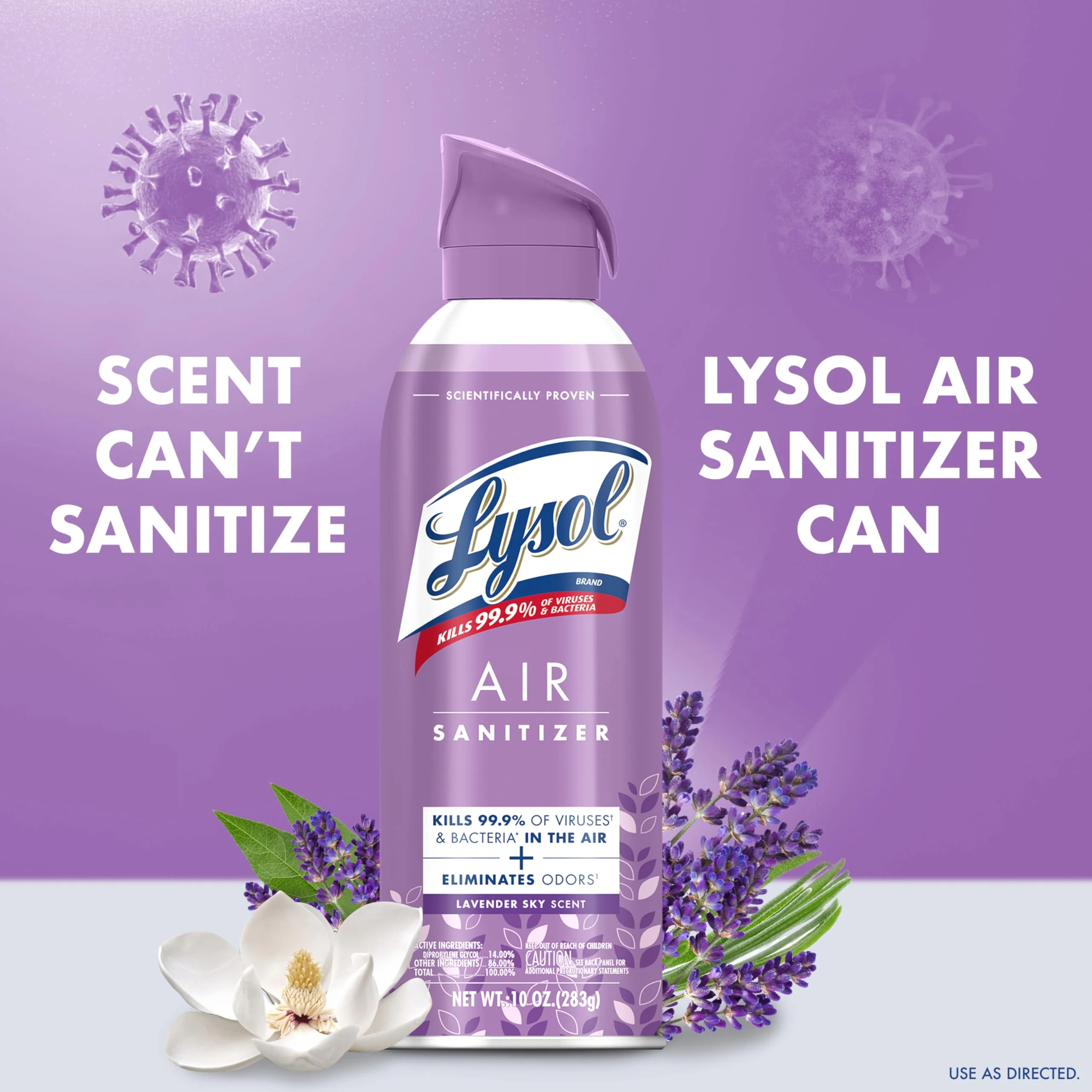 Lysol Air Sanitizer Spray with Odor Eliminator for Home & Office, Sanitizing Spray, Air Freshener Alternative, Lavender Sky Scent, 10 oz (Pack of 3) - Image 9