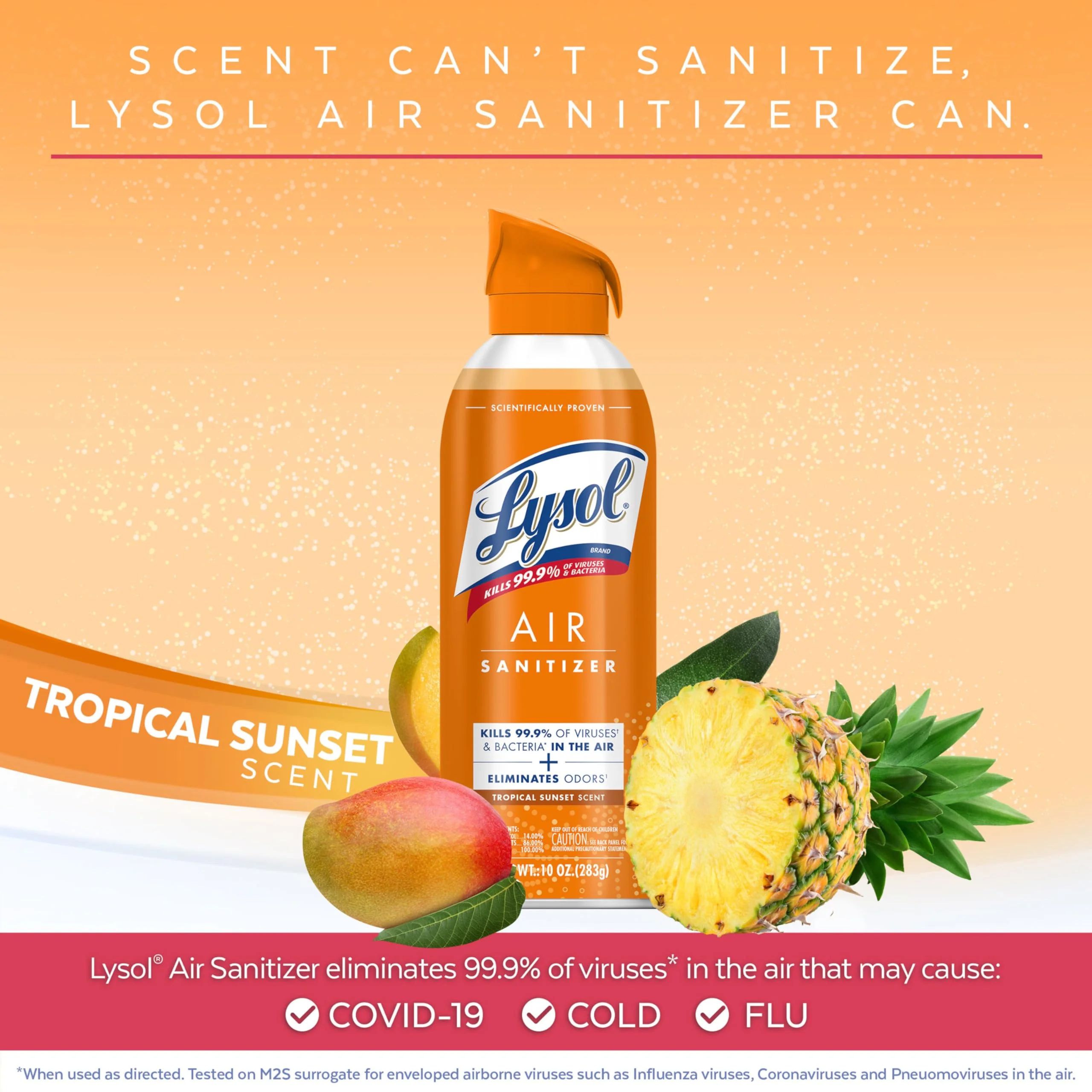 Lysol Air Sanitizer Spray with Odor Eliminator for Home & Office, Sanitizing Spray, Air Freshener Alternative, Tropical Sunset Scent, 10 oz (Pack of 3) - Image 5