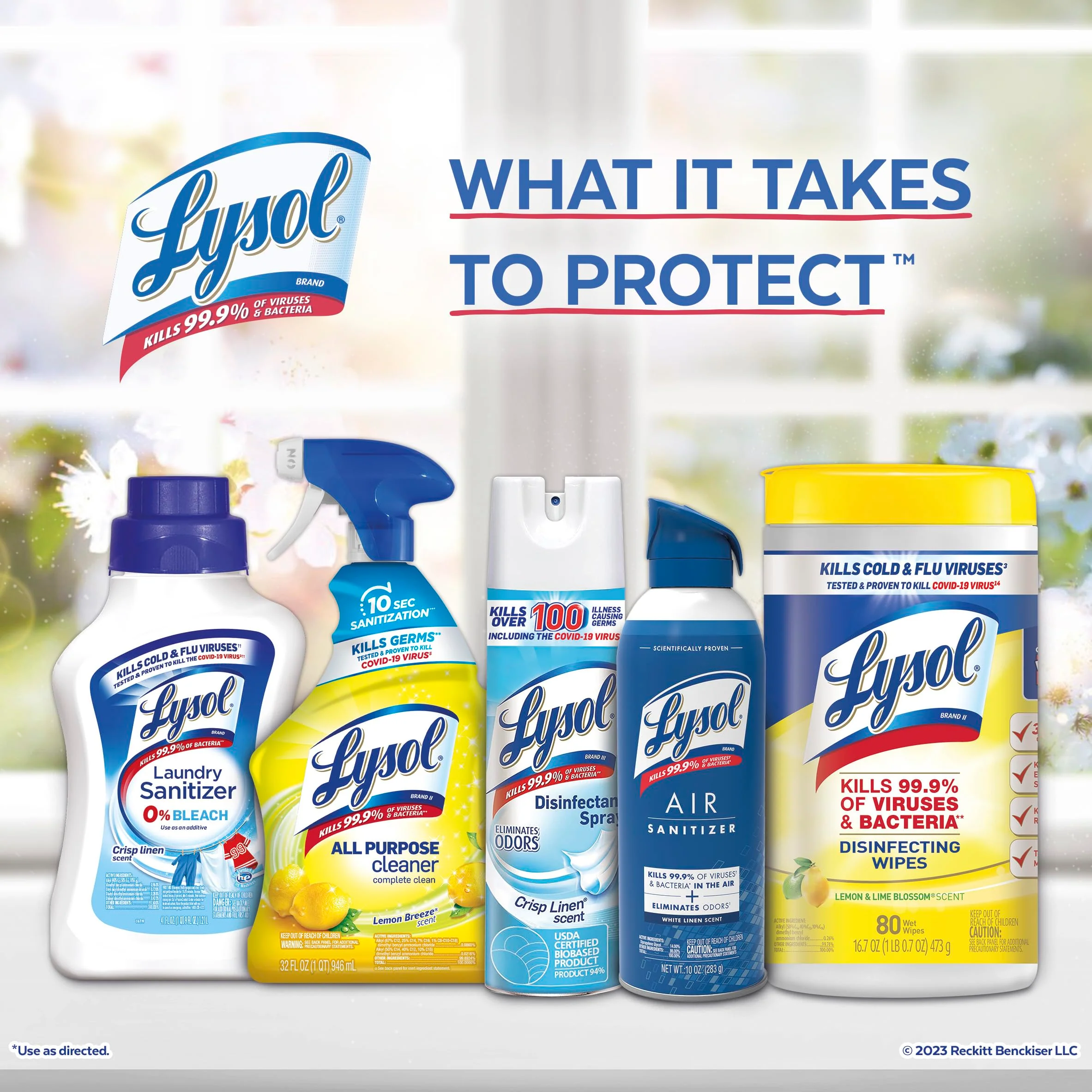 Lysol Bundle containing x2 Lysol Disinfectant Spray for Hard and Soft Surfaces, Crisp Linen, 19 Fl. Oz + Lysol Air Sanitizer Spray, For Air Sanitization and Odor Elimination, White Linen, 10 Fl. Oz - Image 2