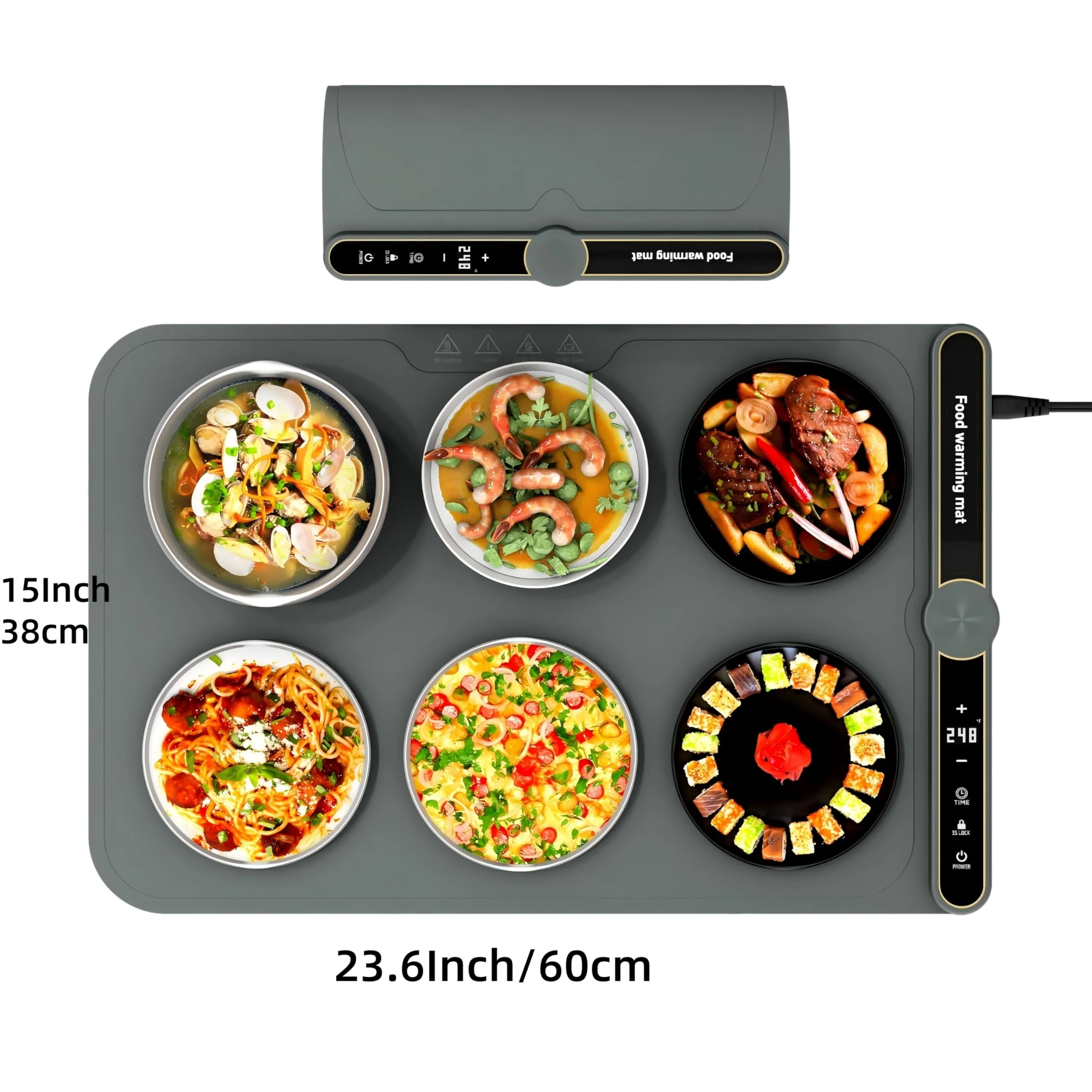 LYSXP 2025 Food Warming Mat, 15x23.6Inch 9-Level Temperature Adjustment, Multi-Functional Food Heater for Parties and Daily Use (Grey) - Image 8