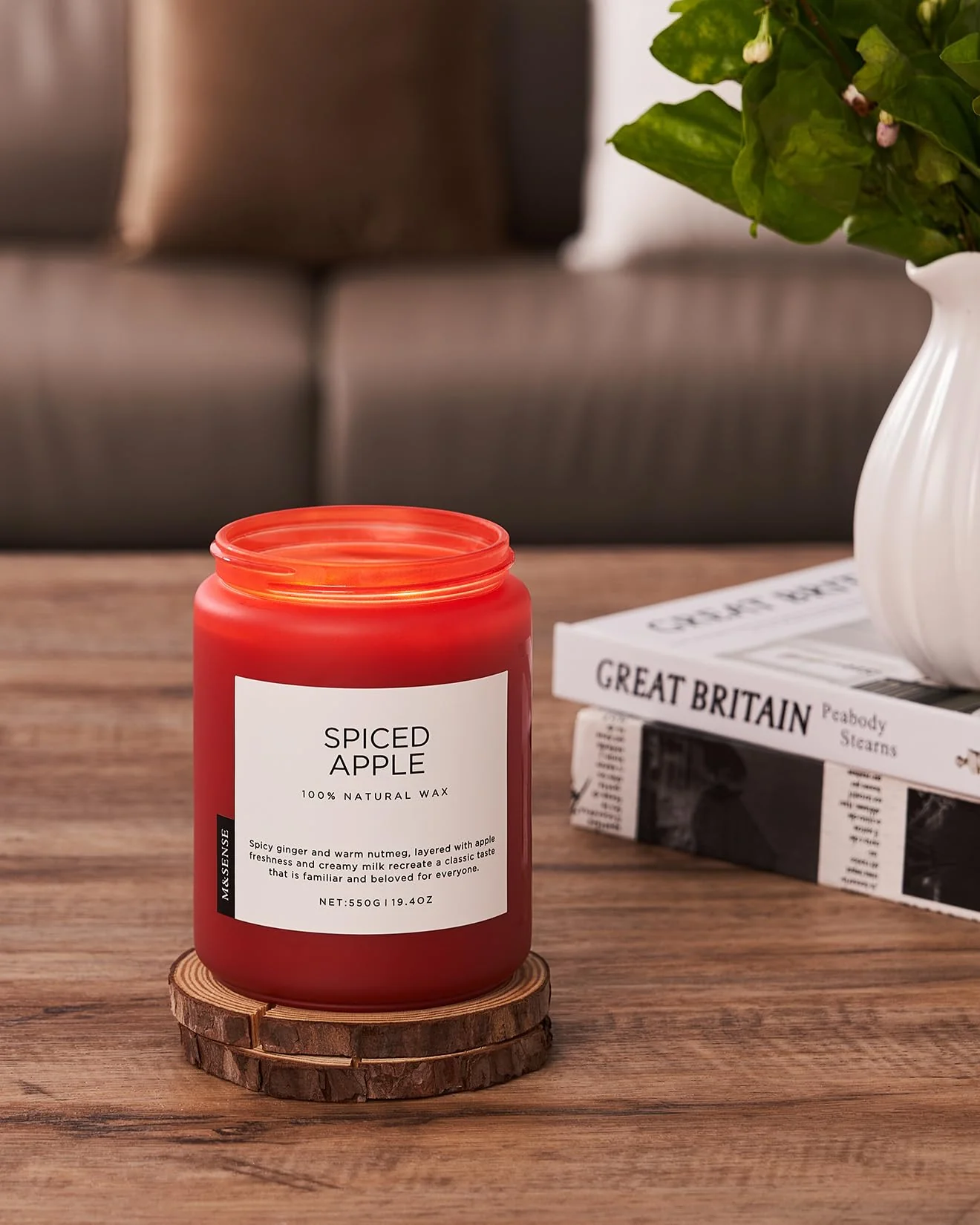 M&SENSE Spiced Apple Scented Candles for Home Natural Soy Wax 19.4oz 110 Hours Large Long Lasting Highly Scented Classic Christmas Holiday 2 Wicks Candle Gift Home Decor - Image 2
