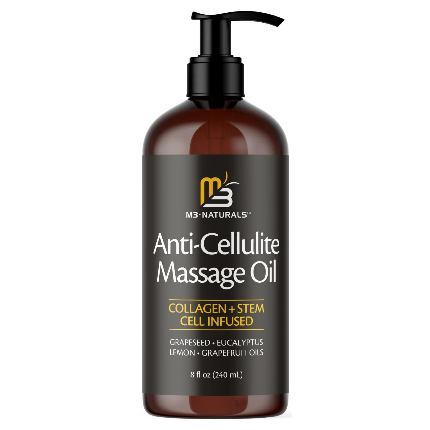 M3 Naturals Anti Cellulite Massage Oil and Firm Dry Brush Kit | Collagen & Stem Cell Skin Tightening Kit | Radiant Body Care Kit for Women - Image 8