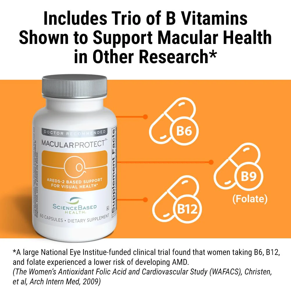 MacularProtect AREDS 2 Formula – Eye Health Vitamin and Mineral Supplement with Lutein, Zeaxanthin, and B Vitamins (B6, B12, and Folate) for Extra Macular Support – 60 Capsules - Image 2